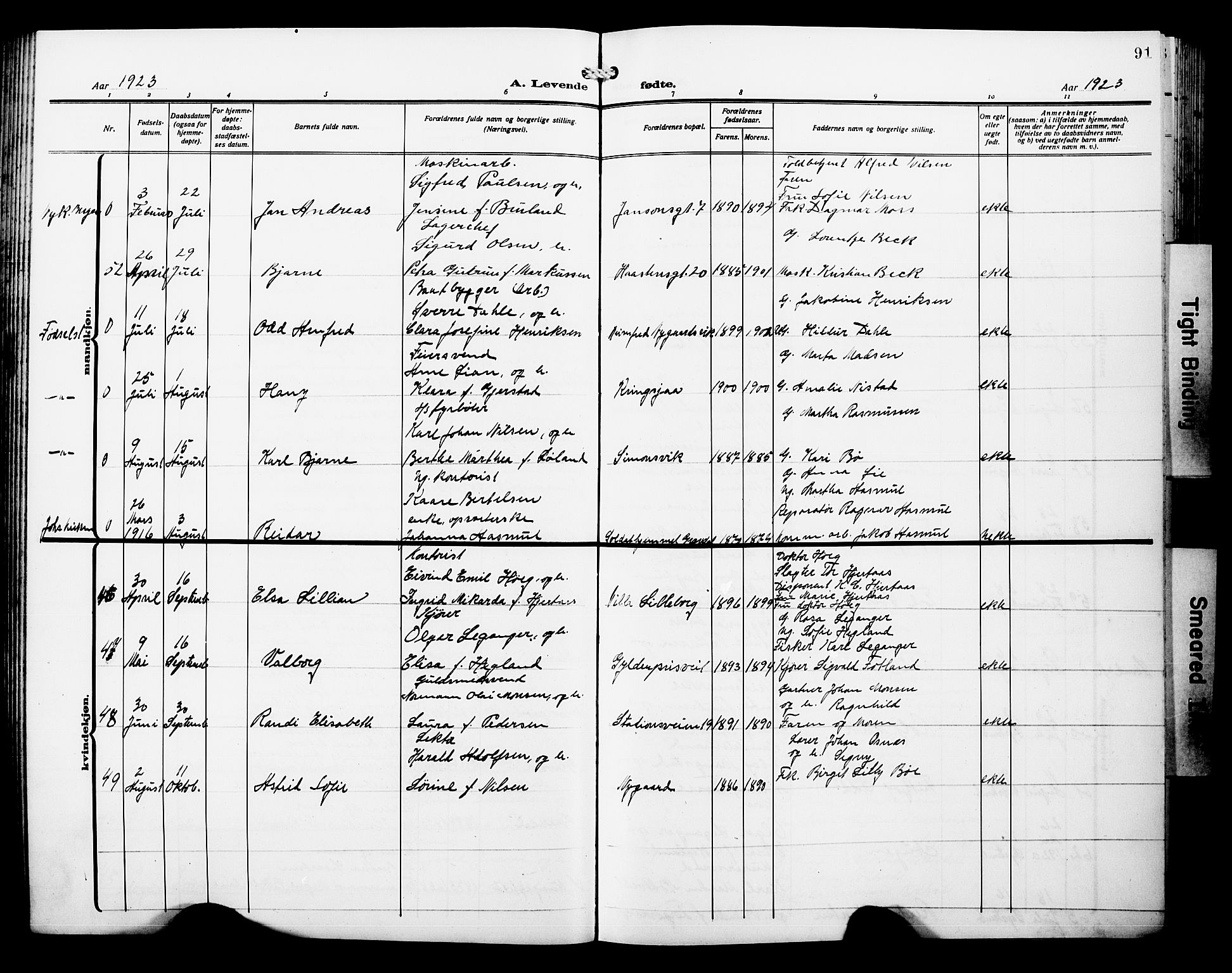 Laksevåg Sokneprestembete, AV/SAB-A-76501/H/Ha/Hab/Haba/L0006: Parish register (copy) no. A 6, 1917-1925, p. 91
