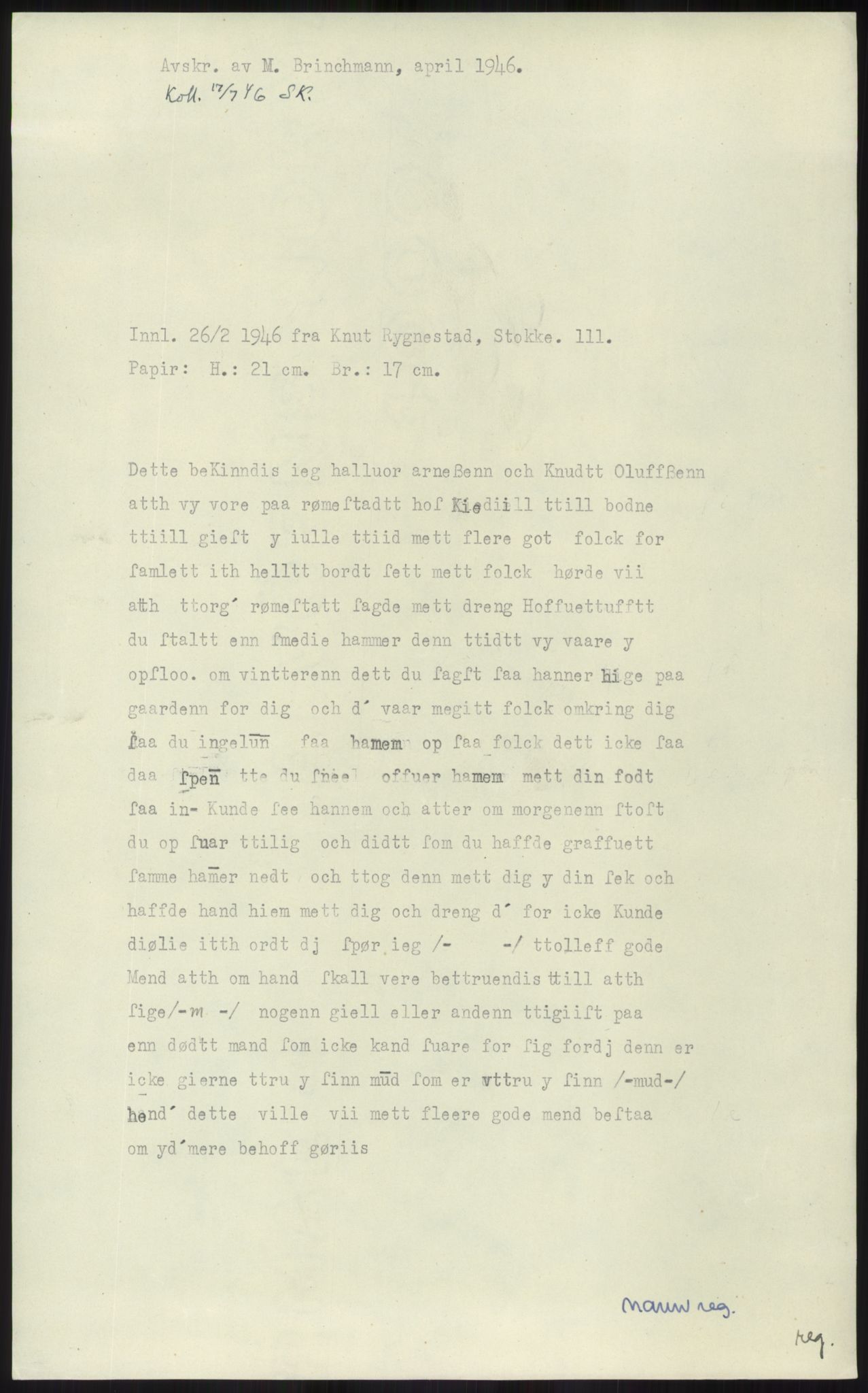 Samlinger til kildeutgivelse, Diplomavskriftsamlingen, AV/RA-EA-4053/H/Ha, p. 1458