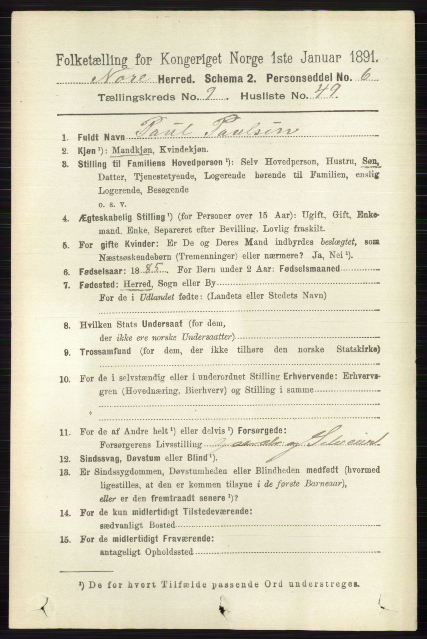 RA, 1891 census for 0633 Nore, 1891, p. 3507