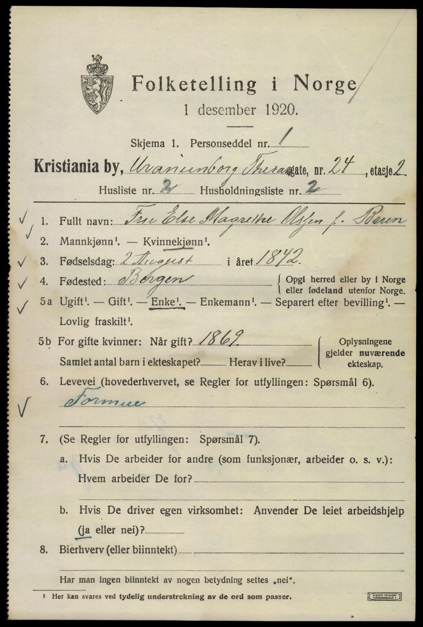 SAO, 1920 census for Kristiania, 1920, p. 619329