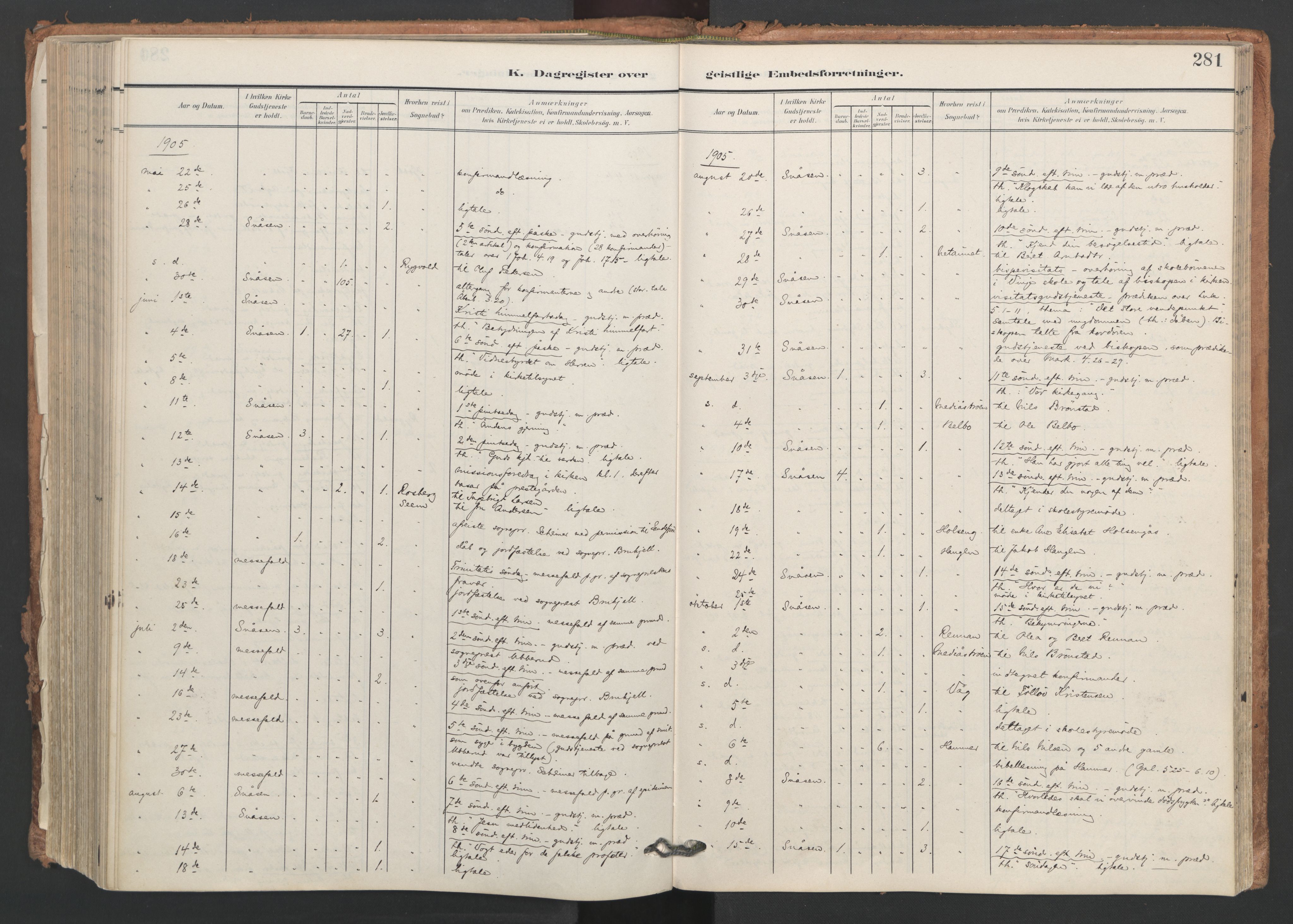 Ministerialprotokoller, klokkerbøker og fødselsregistre - Nord-Trøndelag, SAT/A-1458/749/L0477: Parish register (official) no. 749A11, 1902-1927, p. 281