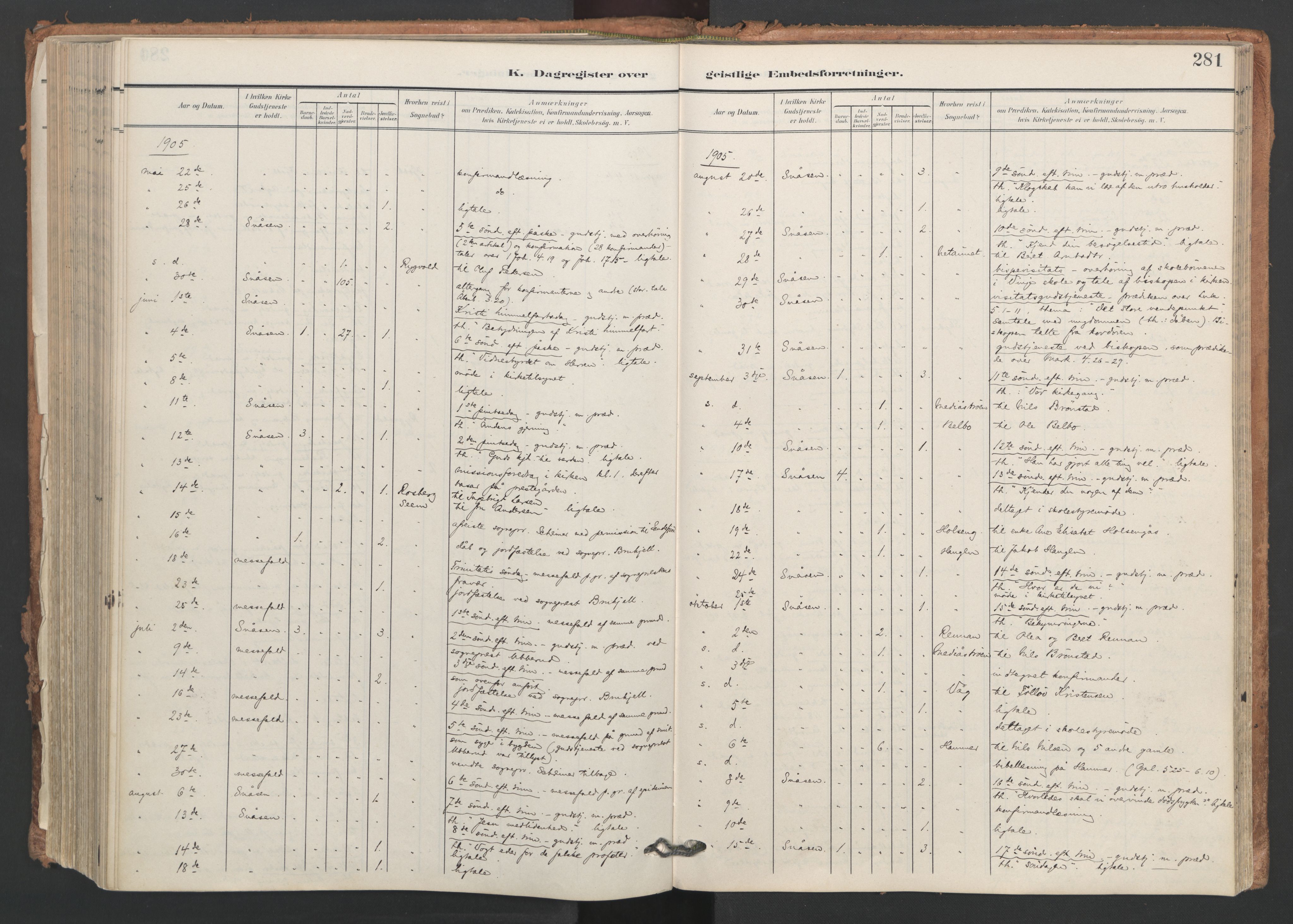 Ministerialprotokoller, klokkerbøker og fødselsregistre - Nord-Trøndelag, AV/SAT-A-1458/749/L0477: Parish register (official) no. 749A11, 1902-1927, p. 281