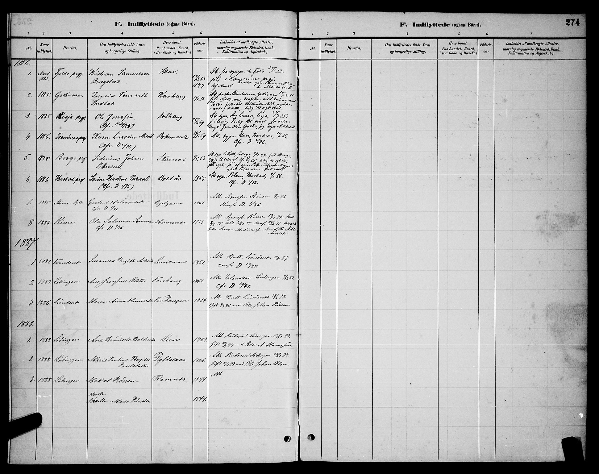 Ministerialprotokoller, klokkerbøker og fødselsregistre - Nordland, SAT/A-1459/863/L0914: Parish register (copy) no. 863C04, 1886-1897, p. 274