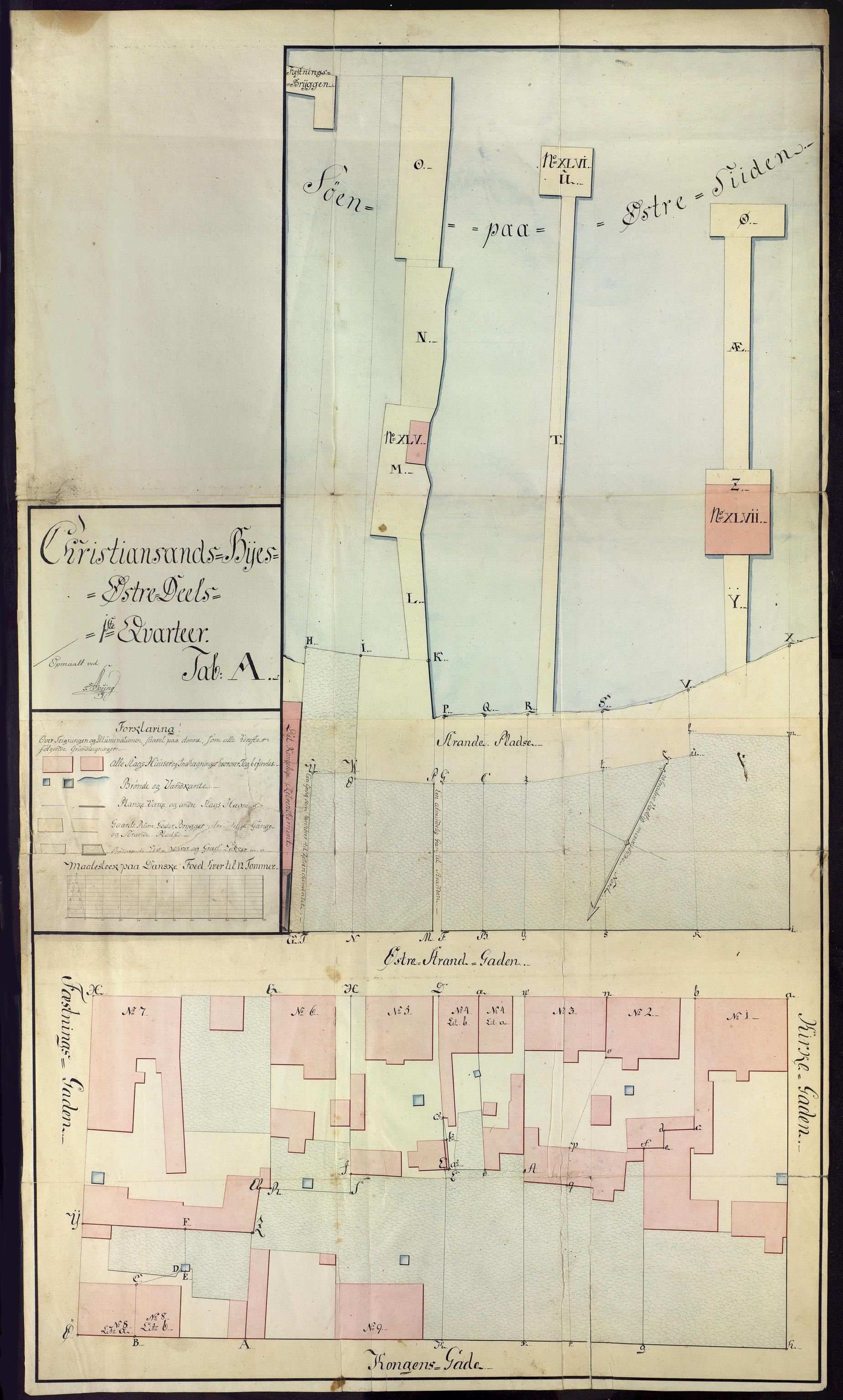 Kristiansand By - Magistraten, ARKSOR/1001KG122/T/Ta/L0001: Stadskonduktør Rosings kvartalskart, 1786-1806