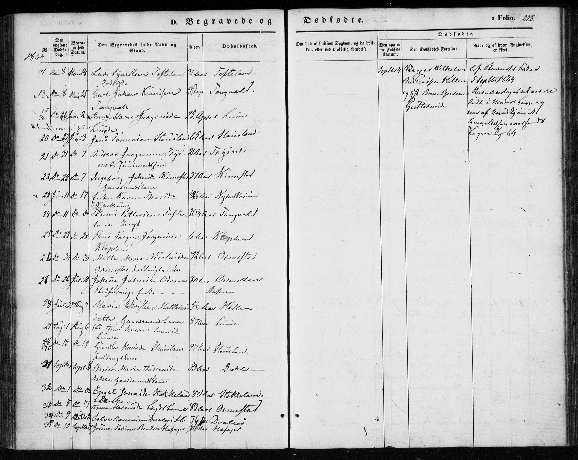 Søgne sokneprestkontor, SAK/1111-0037/F/Fa/Fab/L0010: Parish register (official) no. A 10, 1853-1869, p. 228