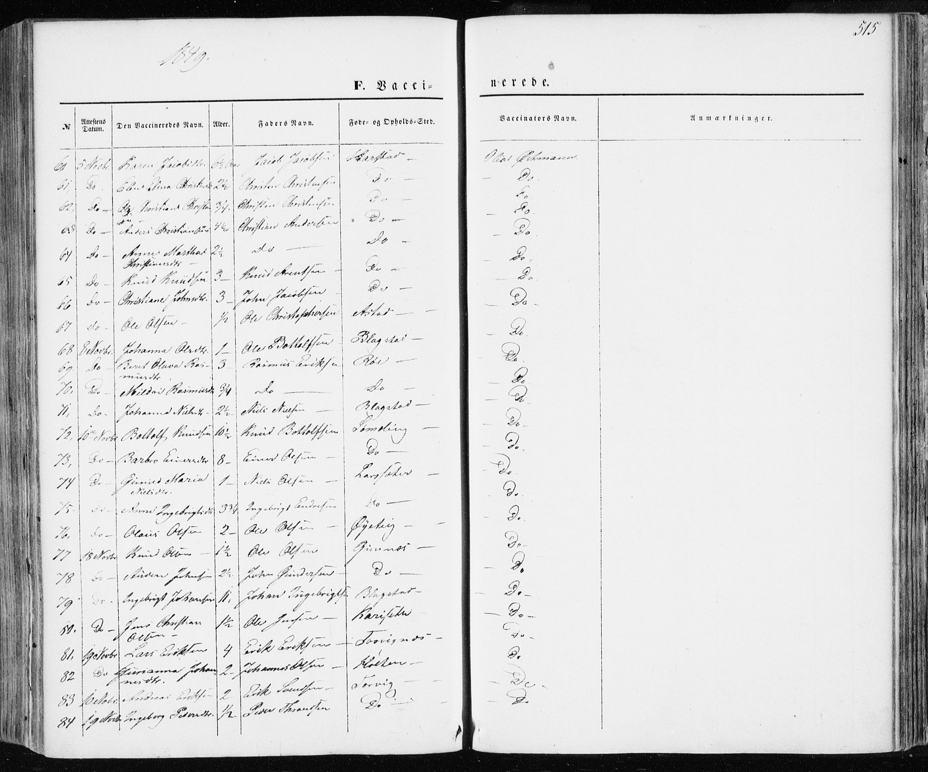 Ministerialprotokoller, klokkerbøker og fødselsregistre - Møre og Romsdal, AV/SAT-A-1454/586/L0984: Parish register (official) no. 586A10, 1844-1856, p. 515