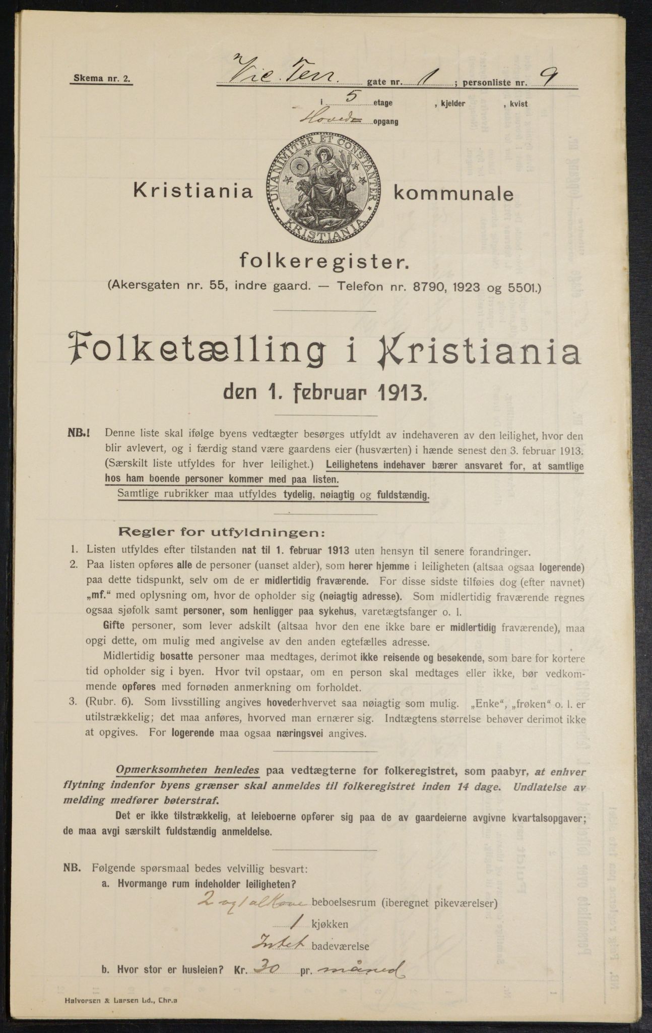 OBA, Municipal Census 1913 for Kristiania, 1913, p. 123339