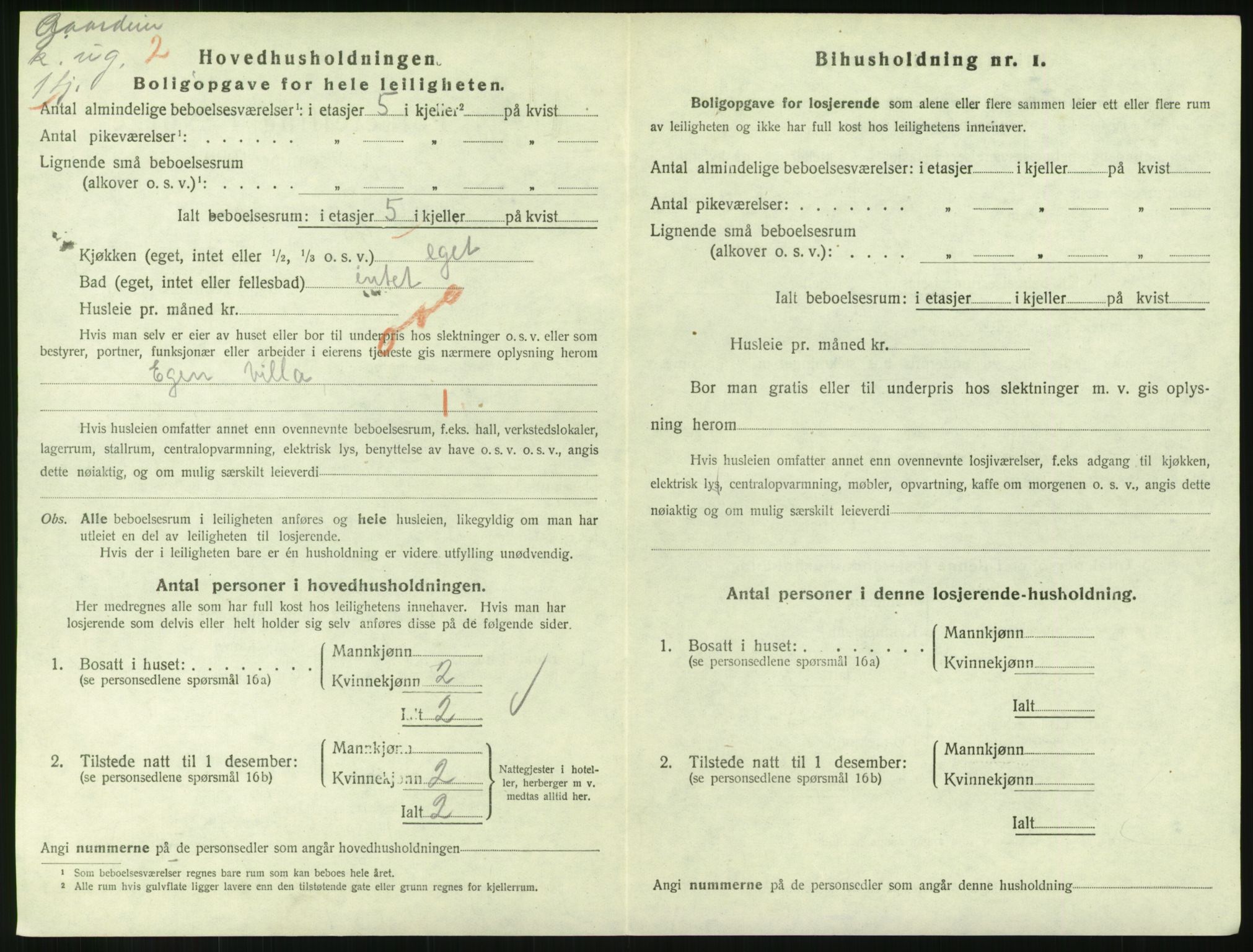 SAH, 1920 census for Lillehammer, 1920, p. 1899
