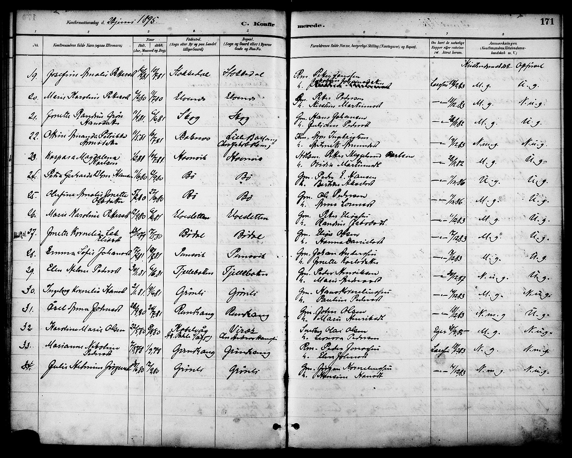 Ministerialprotokoller, klokkerbøker og fødselsregistre - Nordland, AV/SAT-A-1459/863/L0898: Parish register (official) no. 863A10, 1886-1897, p. 171