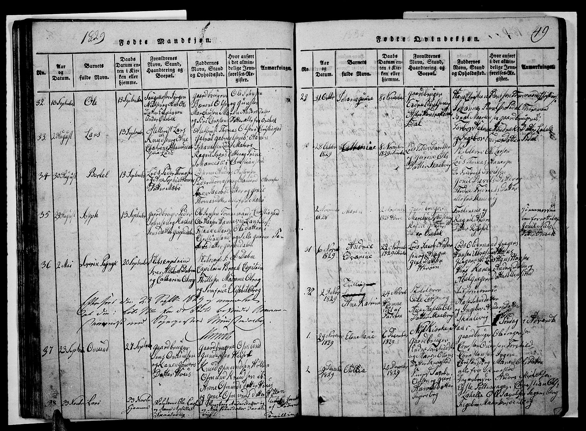 Oddernes sokneprestkontor, AV/SAK-1111-0033/F/Fb/Fba/L0003: Parish register (copy) no. B 3, 1820-1838, p. 49