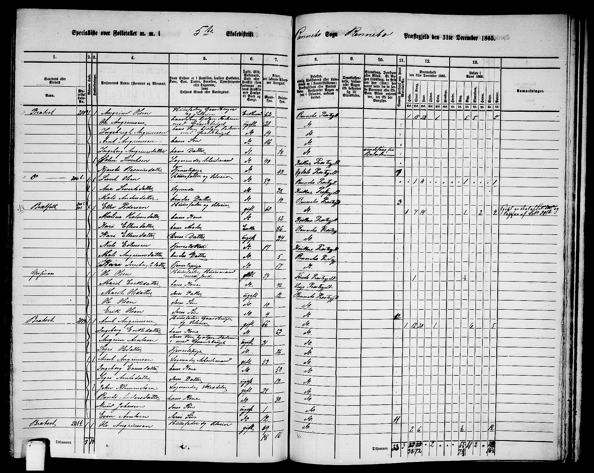 RA, 1865 census for Rennebu, 1865, p. 89