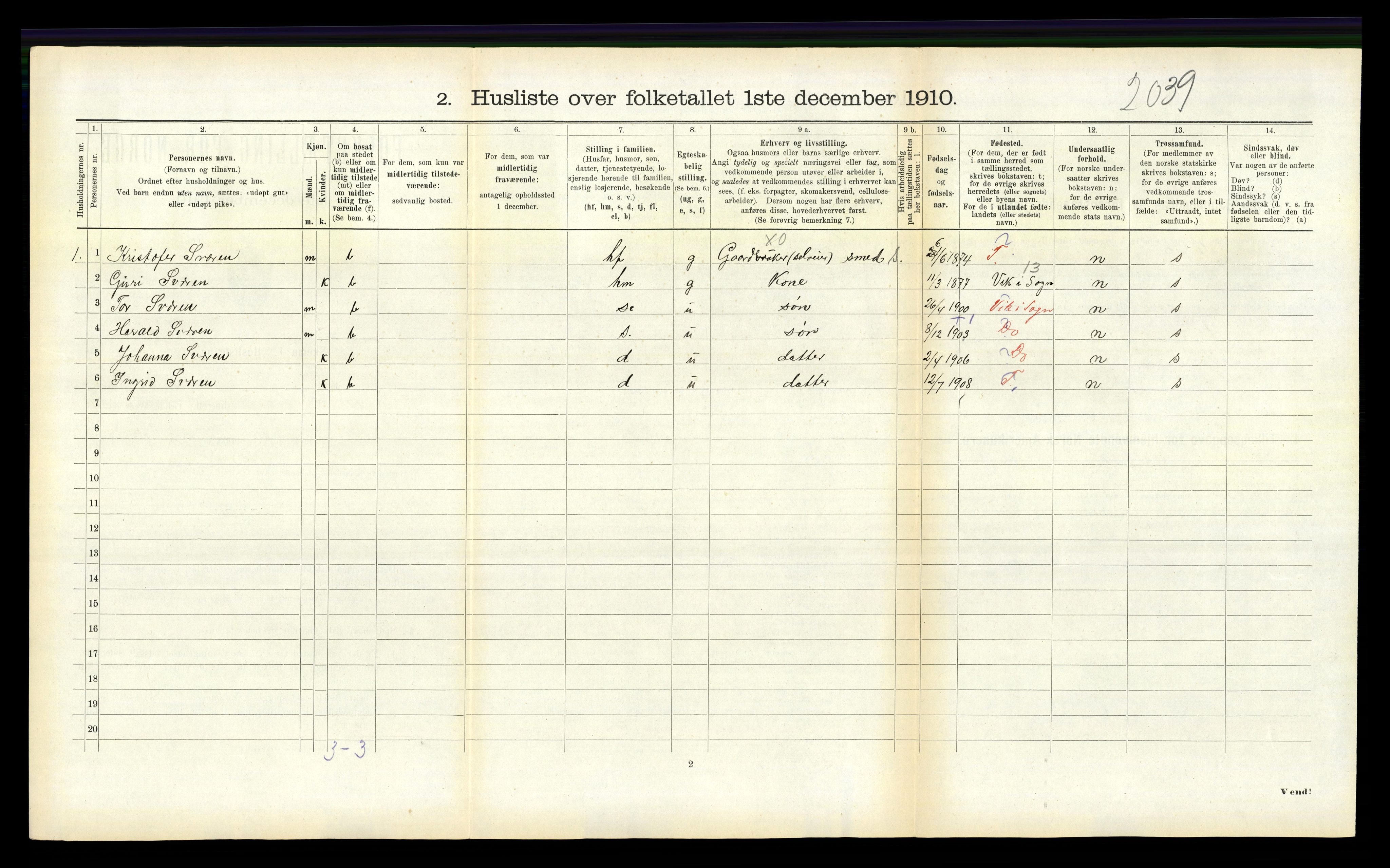 RA, 1910 census for Balestrand, 1910, p. 323