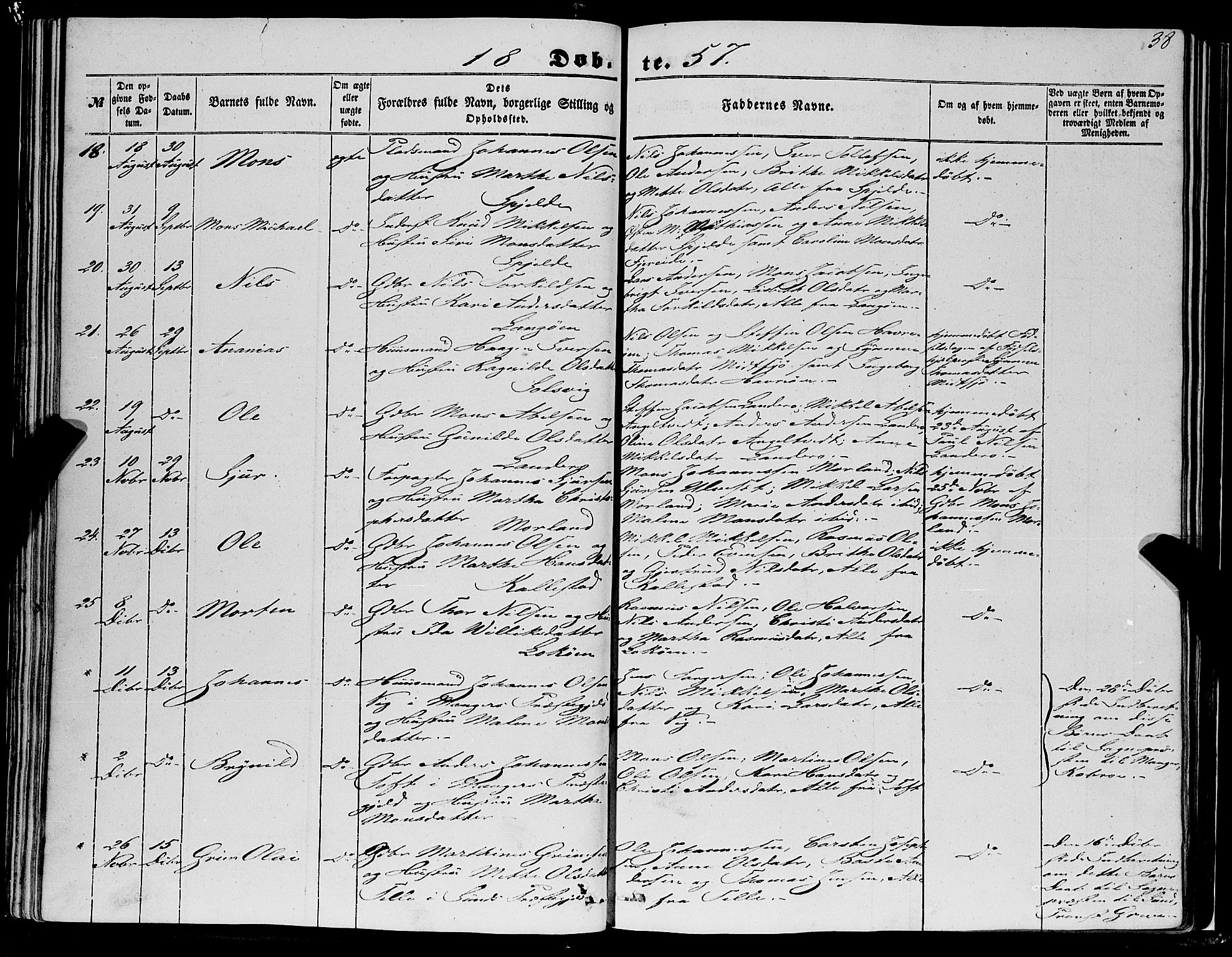 Fjell sokneprestembete, SAB/A-75301/H/Haa: Parish register (official) no. A 2, 1847-1864, p. 38