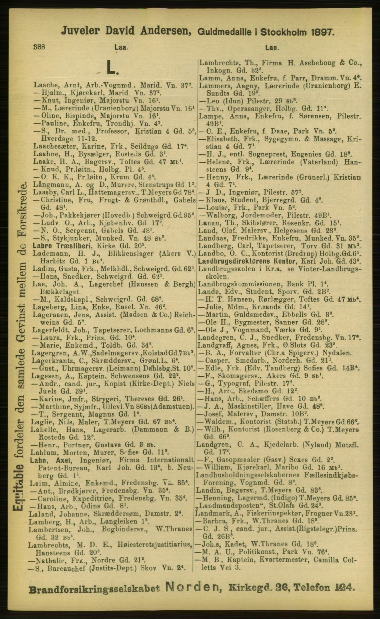 Kristiania/Oslo adressebok, PUBL/-, 1898, p. 388