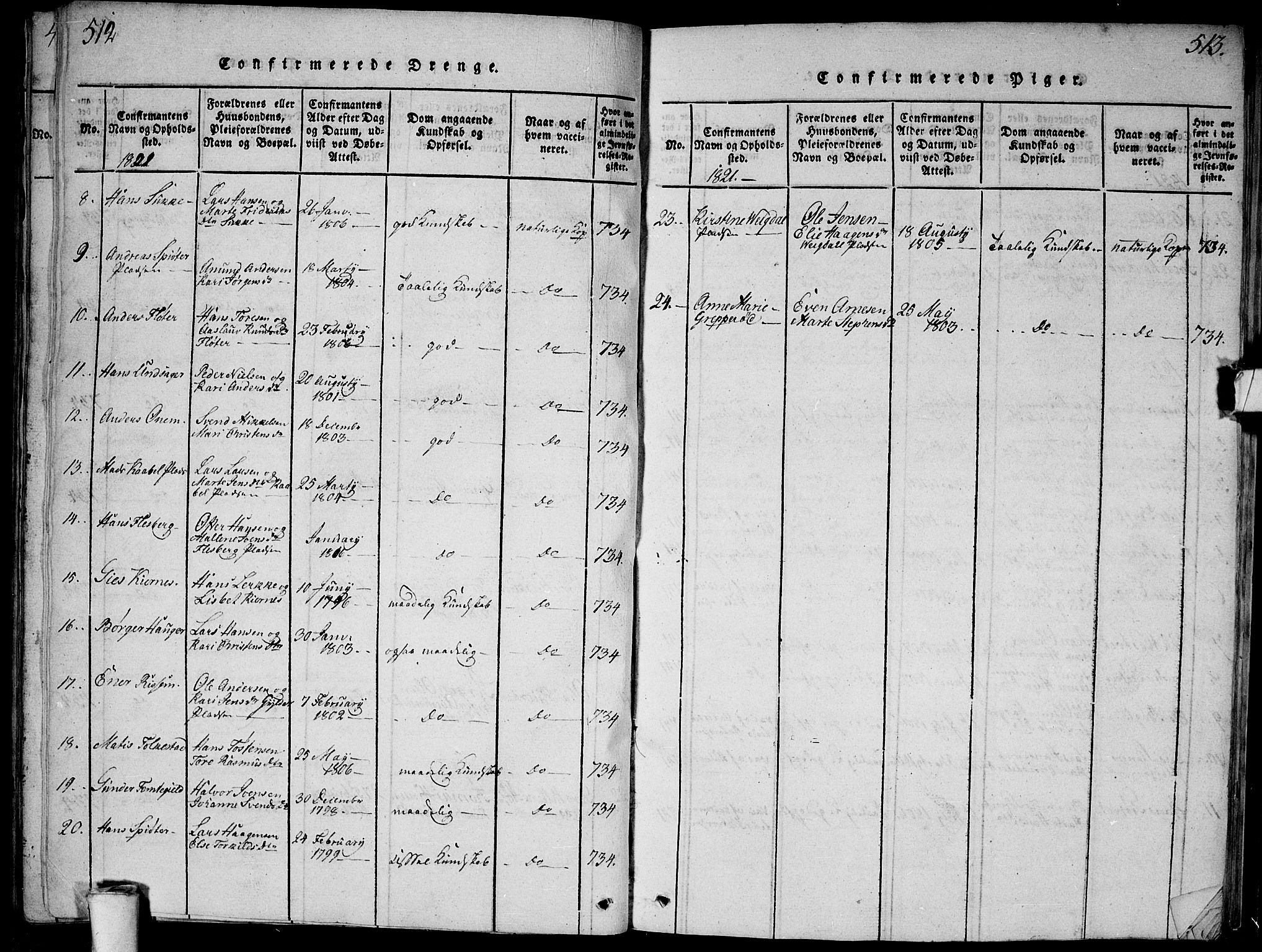 Våler prestekontor Kirkebøker, SAO/A-11083/G/Ga/L0001: Parish register (copy) no. I 1, 1815-1839, p. 512-513