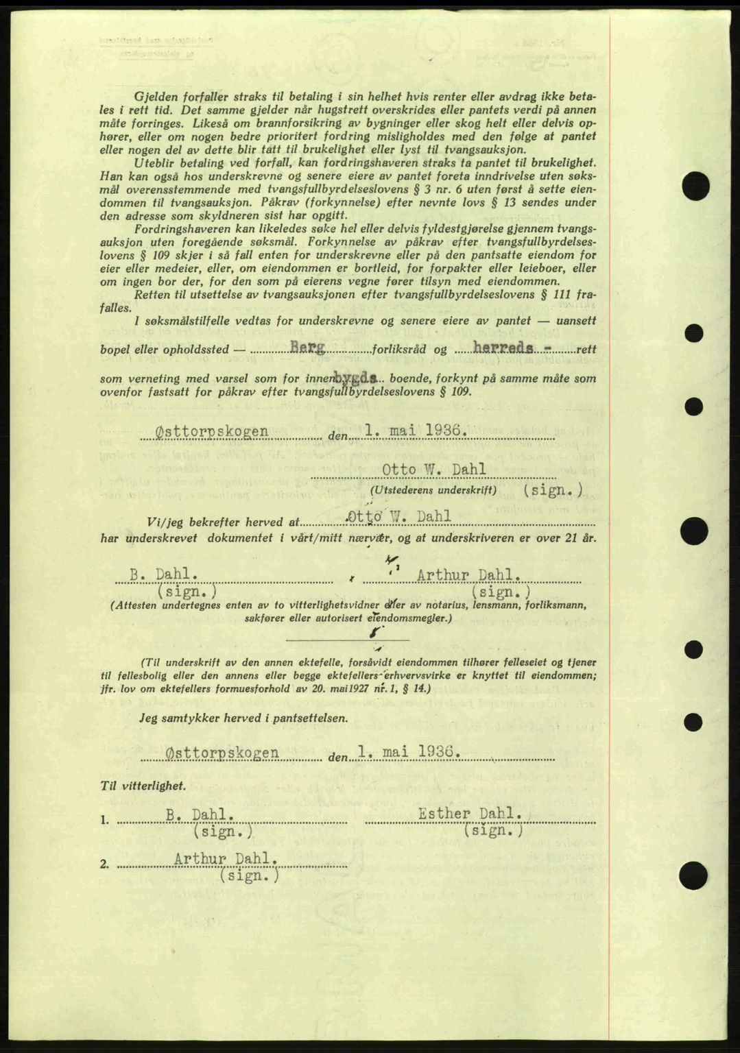 Idd og Marker sorenskriveri, AV/SAO-A-10283/G/Gb/Gbc/L0001: Mortgage book no. B1-3, 1936-1939, Diary no: : 442/1936