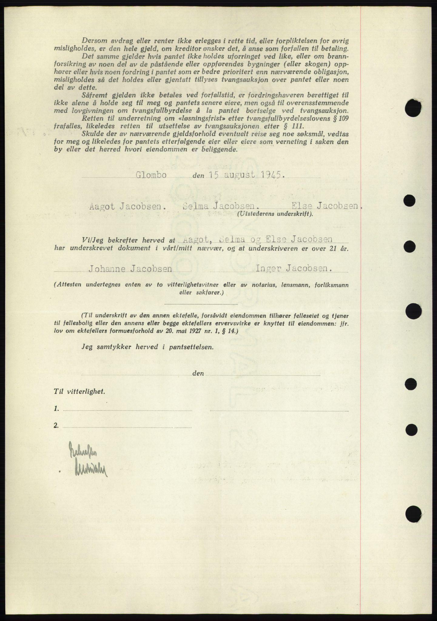 Onsøy sorenskriveri, SAO/A-10474/G/Ga/Gac/L0004: Mortgage book no. B4, 1944-1946, Diary no: : 1185/1945