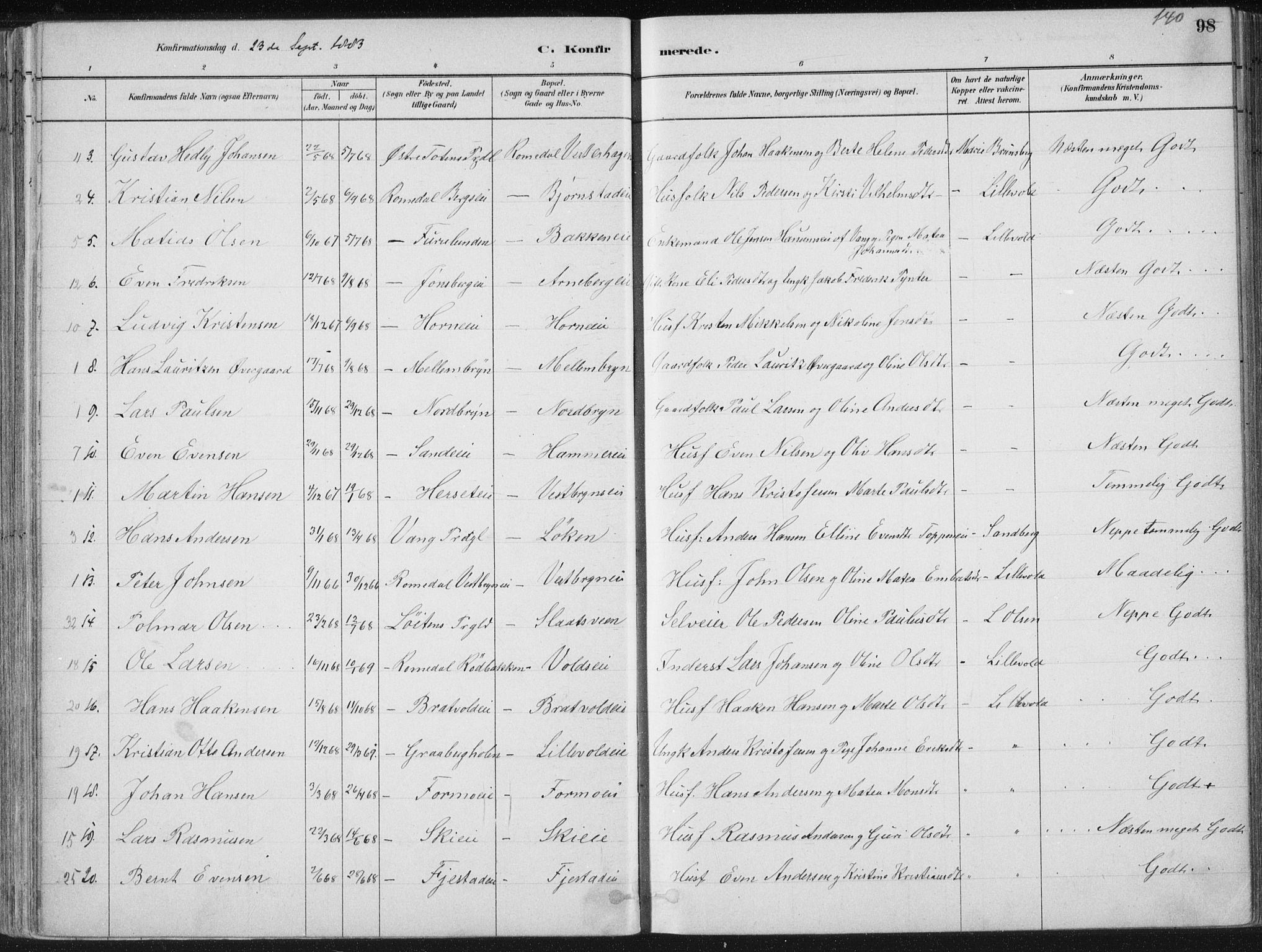 Romedal prestekontor, AV/SAH-PREST-004/K/L0010: Parish register (official) no. 10, 1880-1895, p. 140