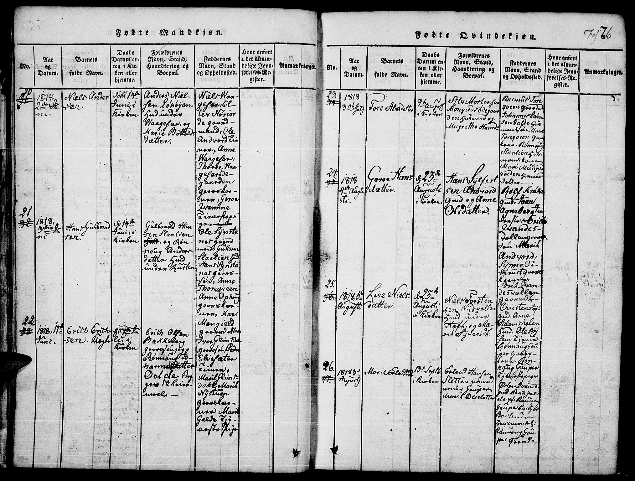 Lom prestekontor, SAH/PREST-070/L/L0001: Parish register (copy) no. 1, 1815-1836, p. 26