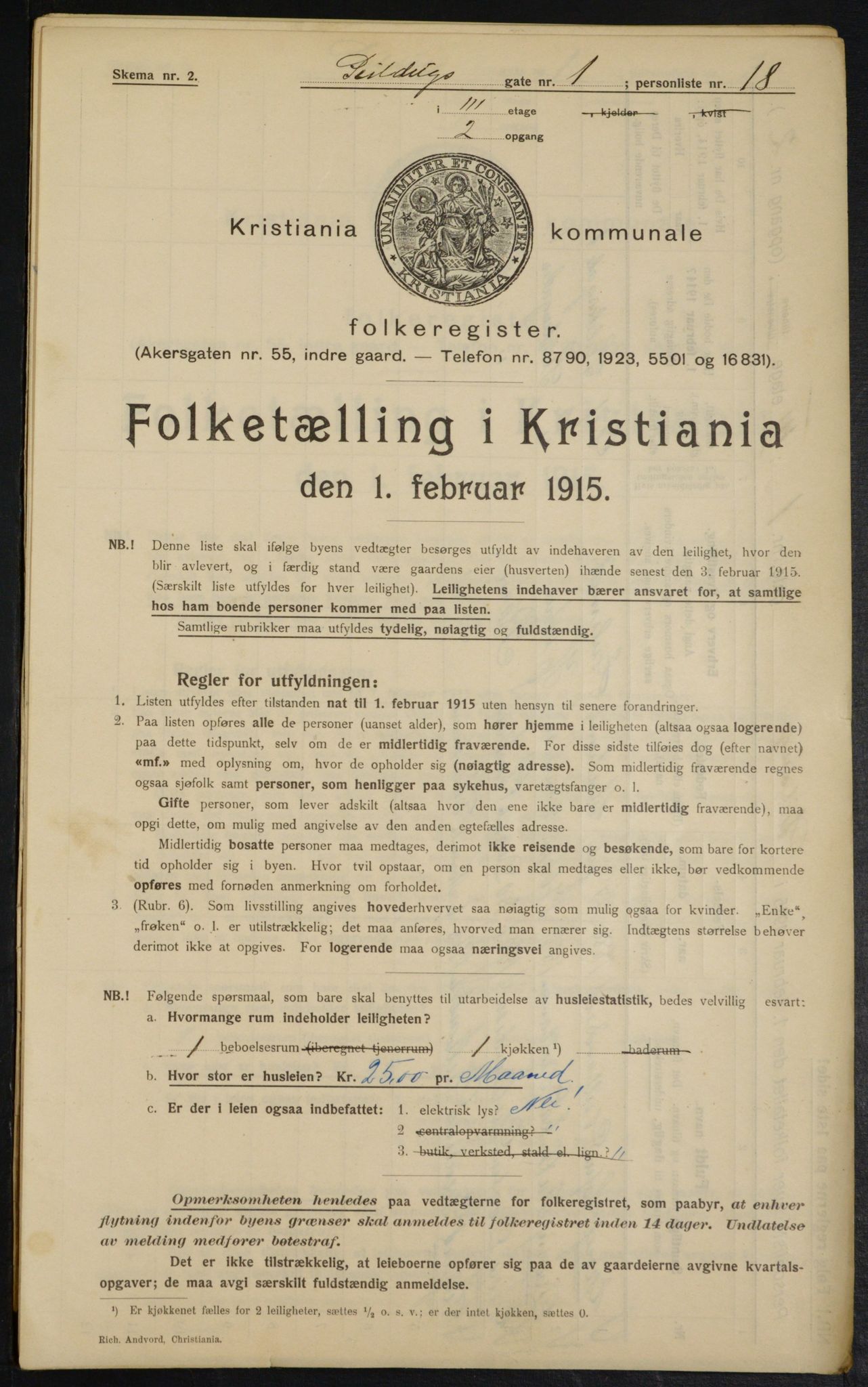 OBA, Municipal Census 1915 for Kristiania, 1915, p. 93606