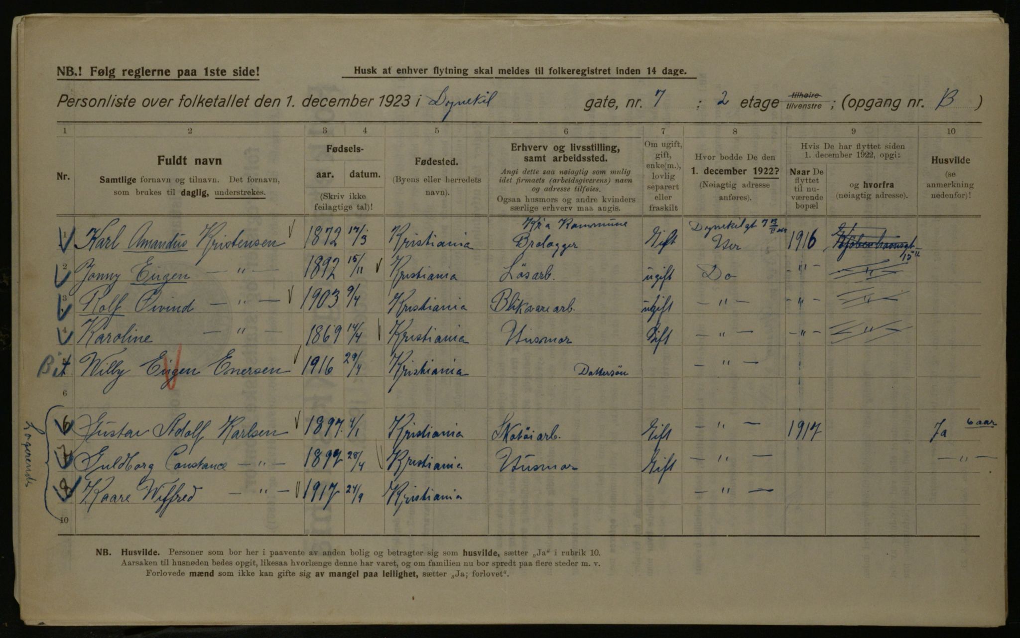 OBA, Municipal Census 1923 for Kristiania, 1923, p. 19481