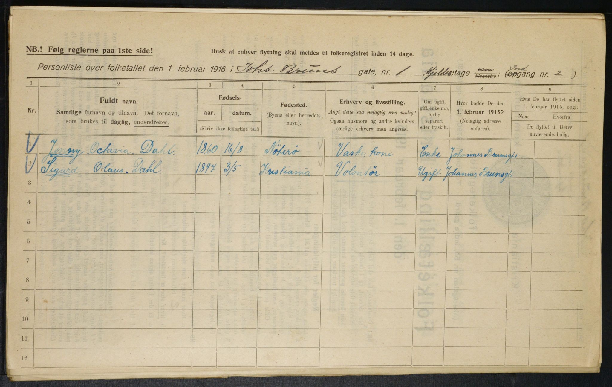 OBA, Municipal Census 1916 for Kristiania, 1916, p. 48105