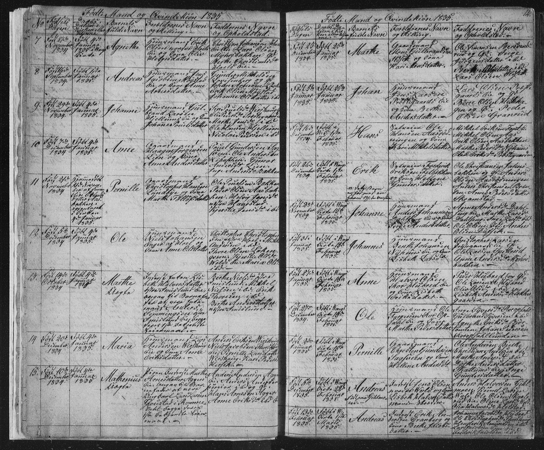 Vang prestekontor, Hedmark, SAH/PREST-008/H/Ha/Hab/L0008: Parish register (copy) no. 8, 1832-1854, p. 12