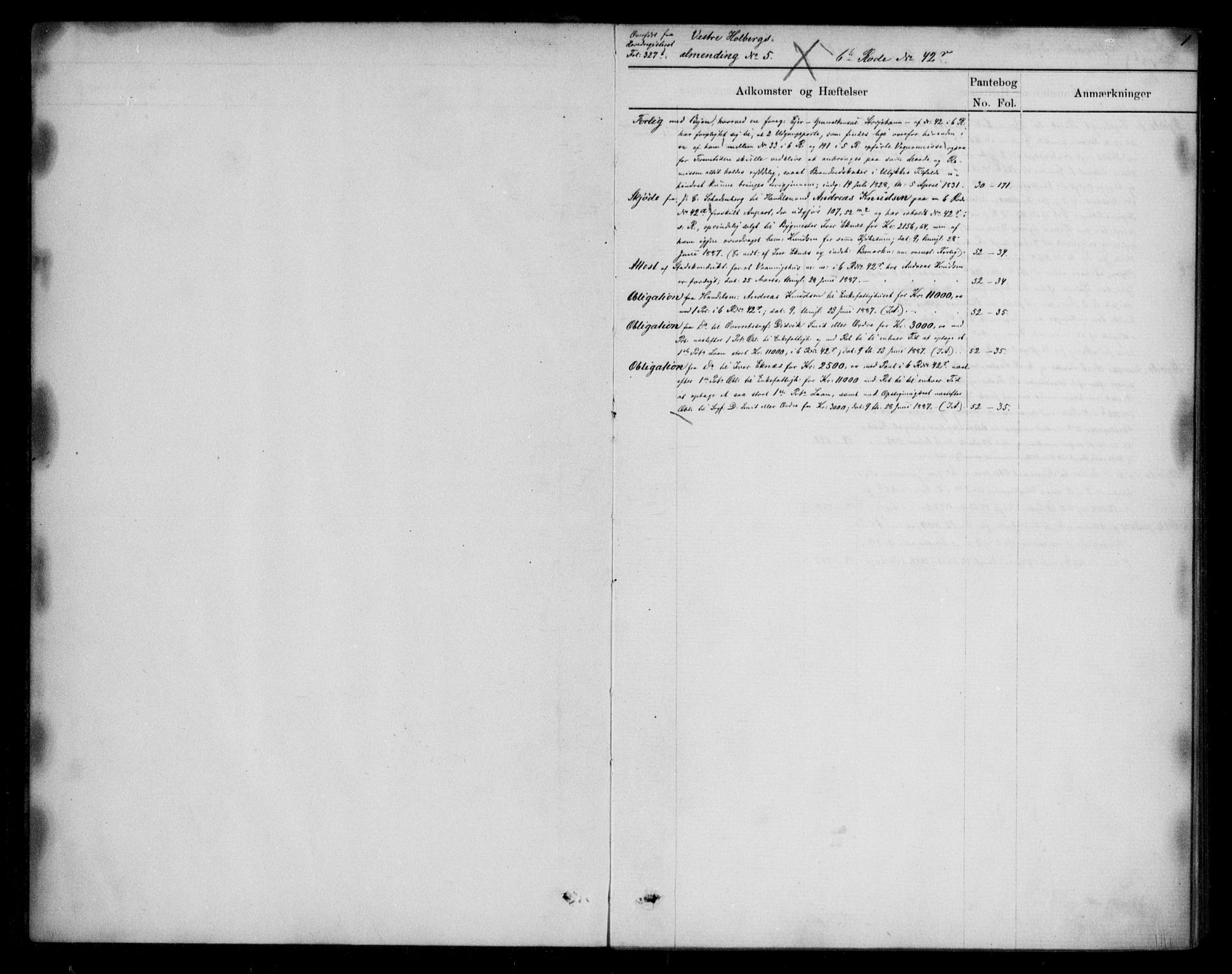 Byfogd og Byskriver i Bergen, SAB/A-3401/03/03AdC/L0013: Mortgage register no. A.d.C.13, 1823-1896, p. 1