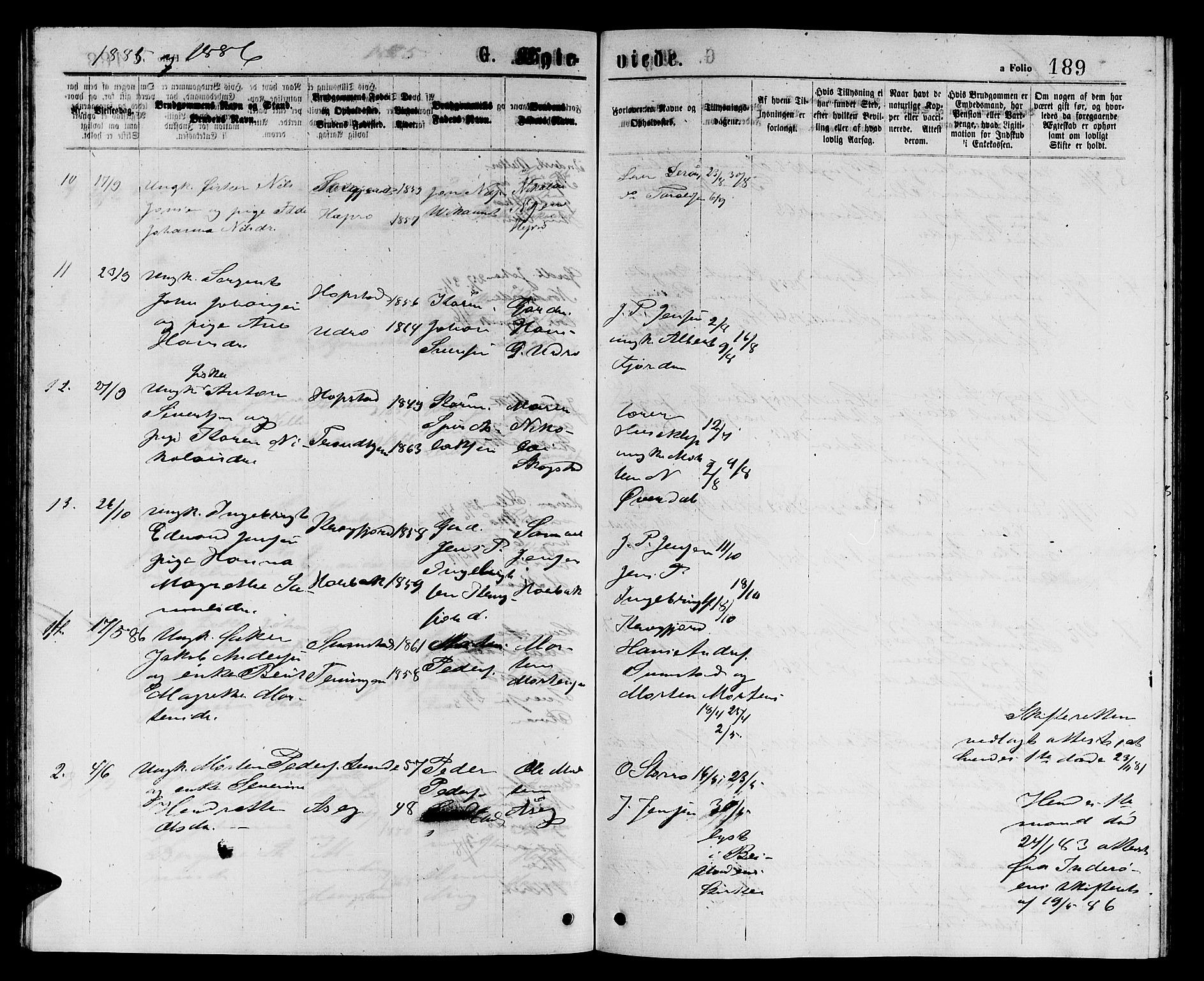 Ministerialprotokoller, klokkerbøker og fødselsregistre - Sør-Trøndelag, SAT/A-1456/657/L0715: Parish register (copy) no. 657C02, 1873-1888, p. 189