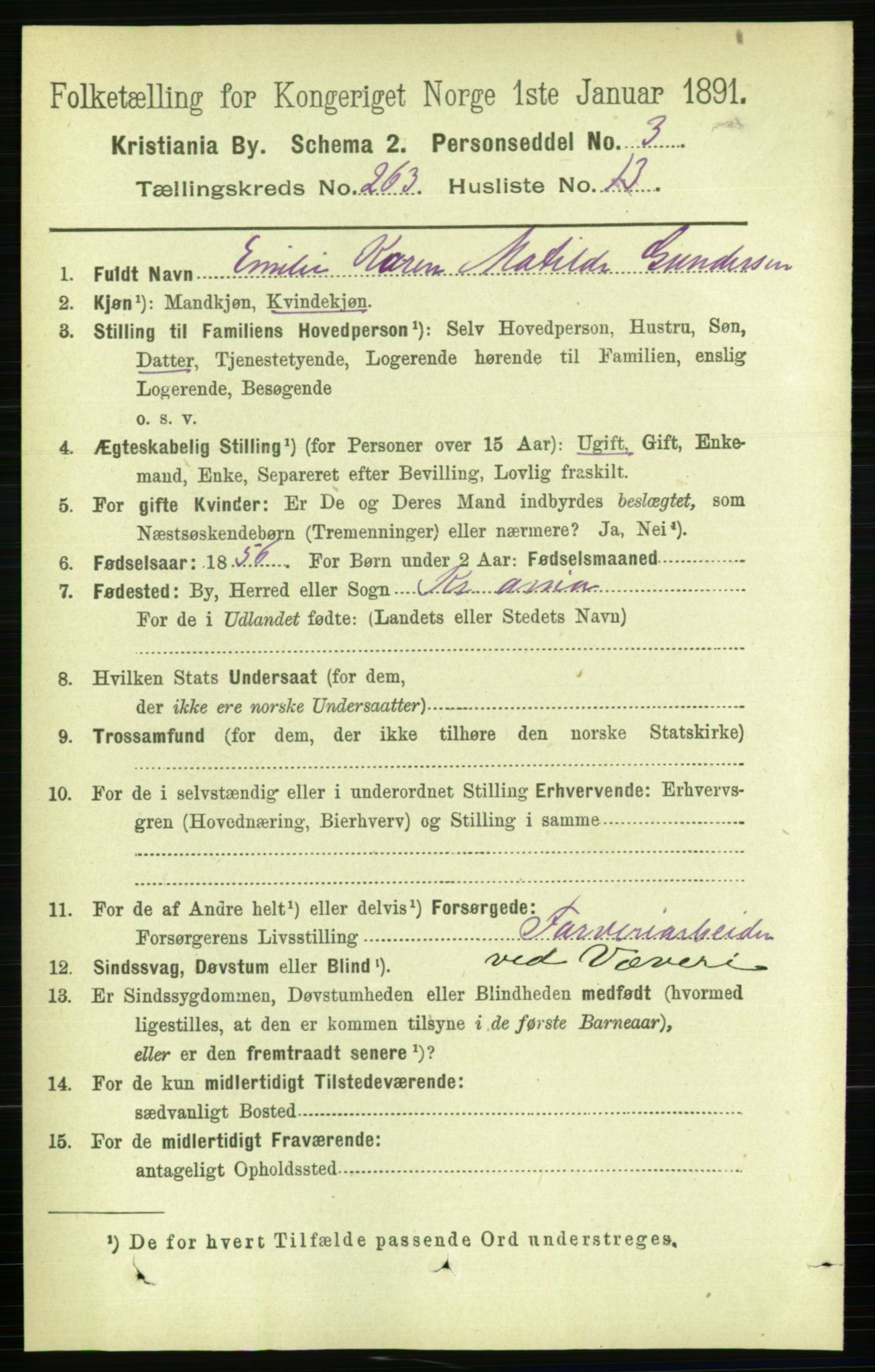 RA, 1891 census for 0301 Kristiania, 1891, p. 159897