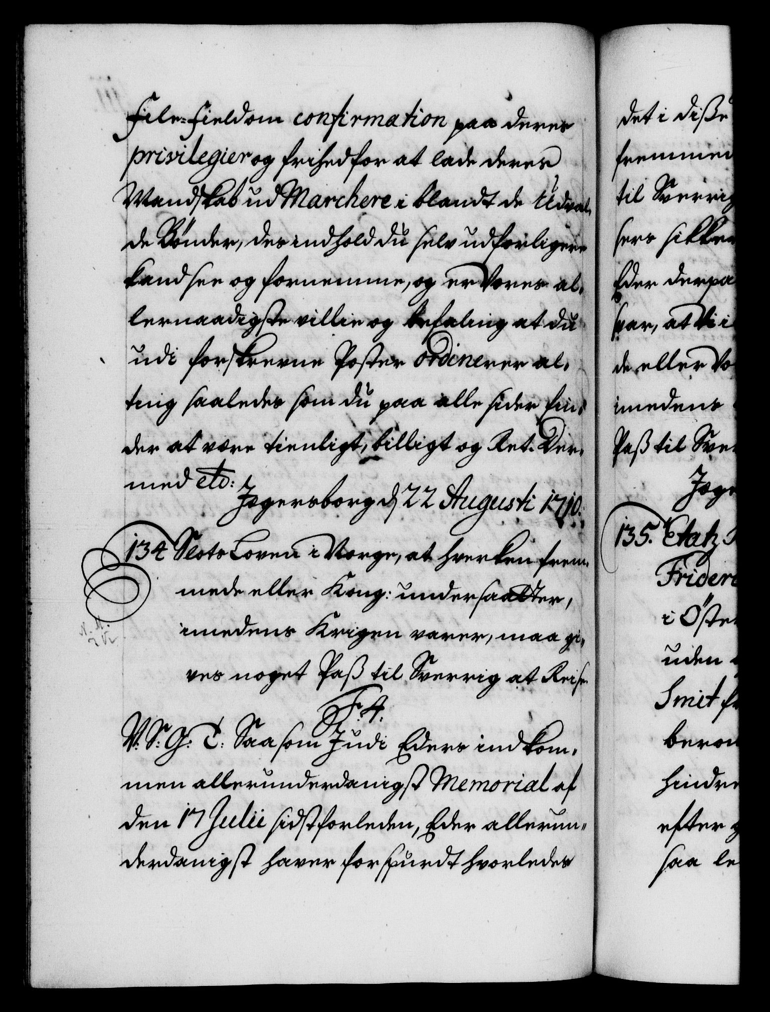 Danske Kanselli 1572-1799, AV/RA-EA-3023/F/Fc/Fca/Fcab/L0019: Norske tegnelser, 1710-1714, p. 111b