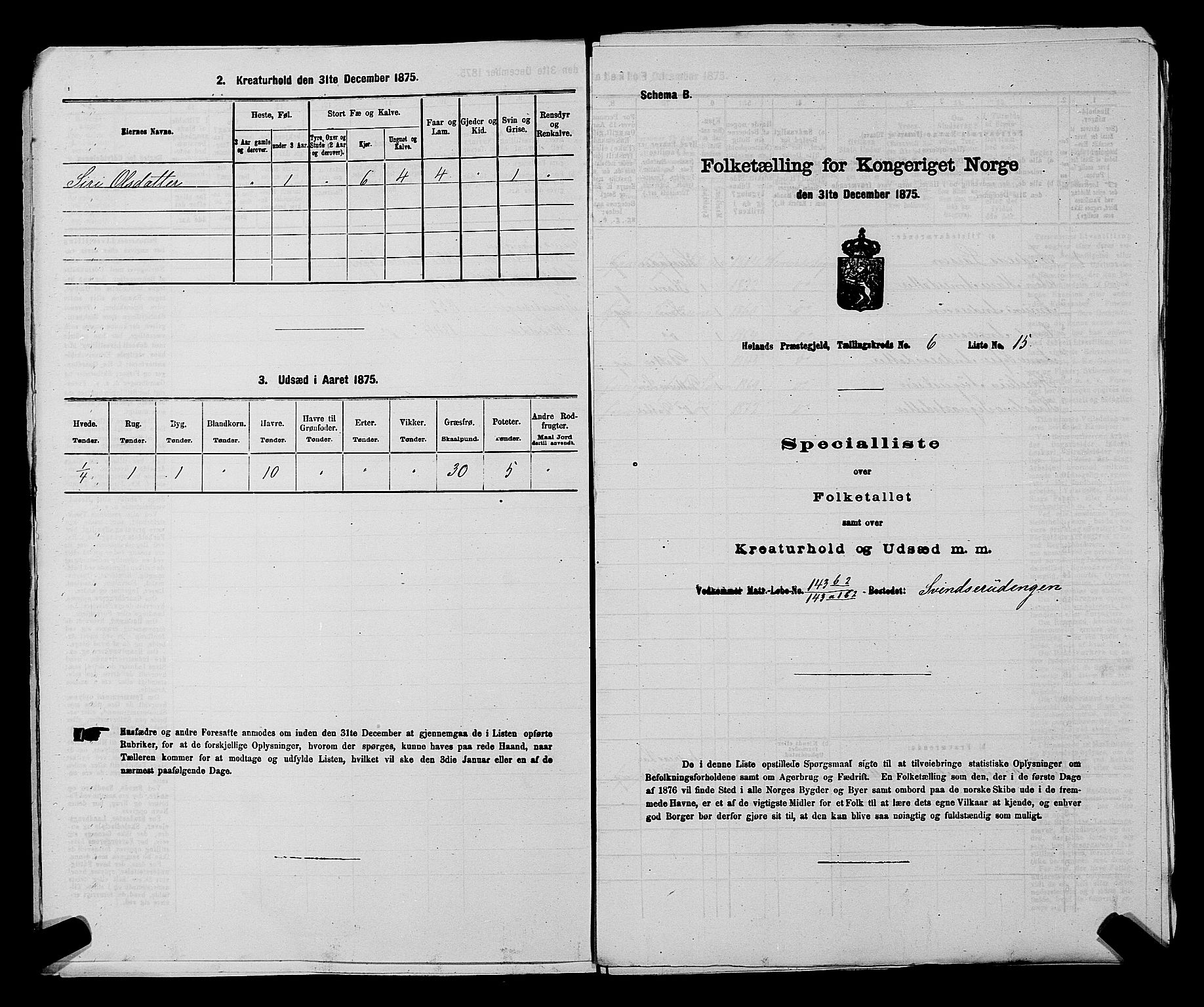 RA, 1875 census for 0221P Høland, 1875, p. 1082