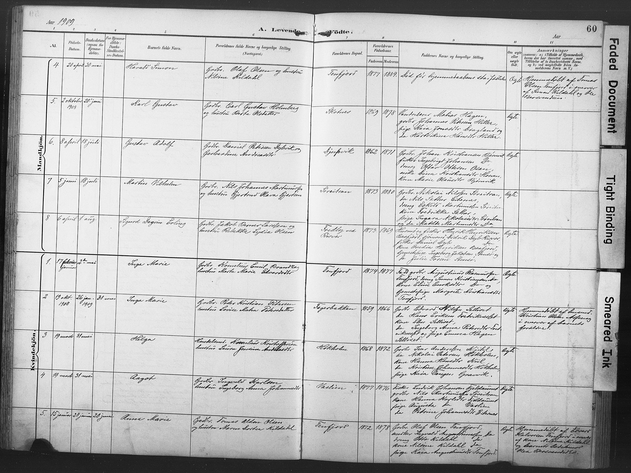 Ministerialprotokoller, klokkerbøker og fødselsregistre - Nord-Trøndelag, SAT/A-1458/789/L0706: Parish register (copy) no. 789C01, 1888-1931, p. 60