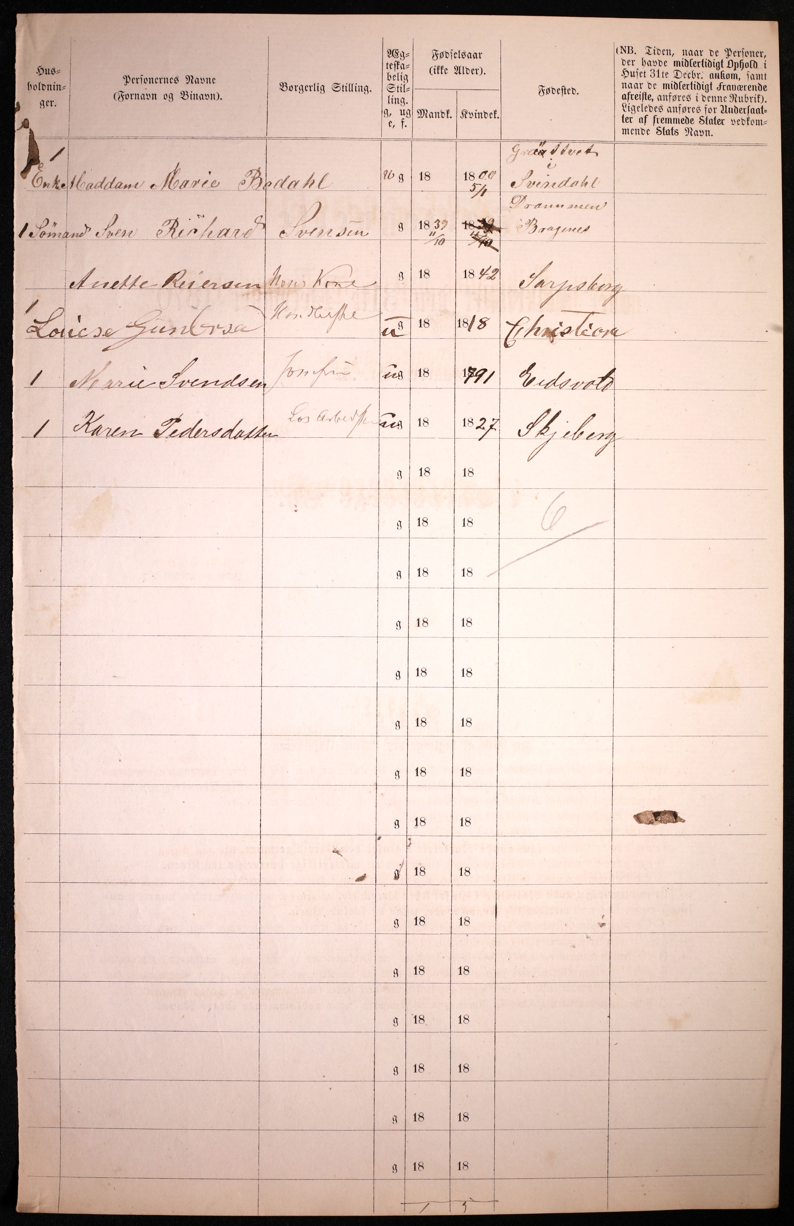 RA, 1870 census for 0102 Sarpsborg, 1870, p. 168