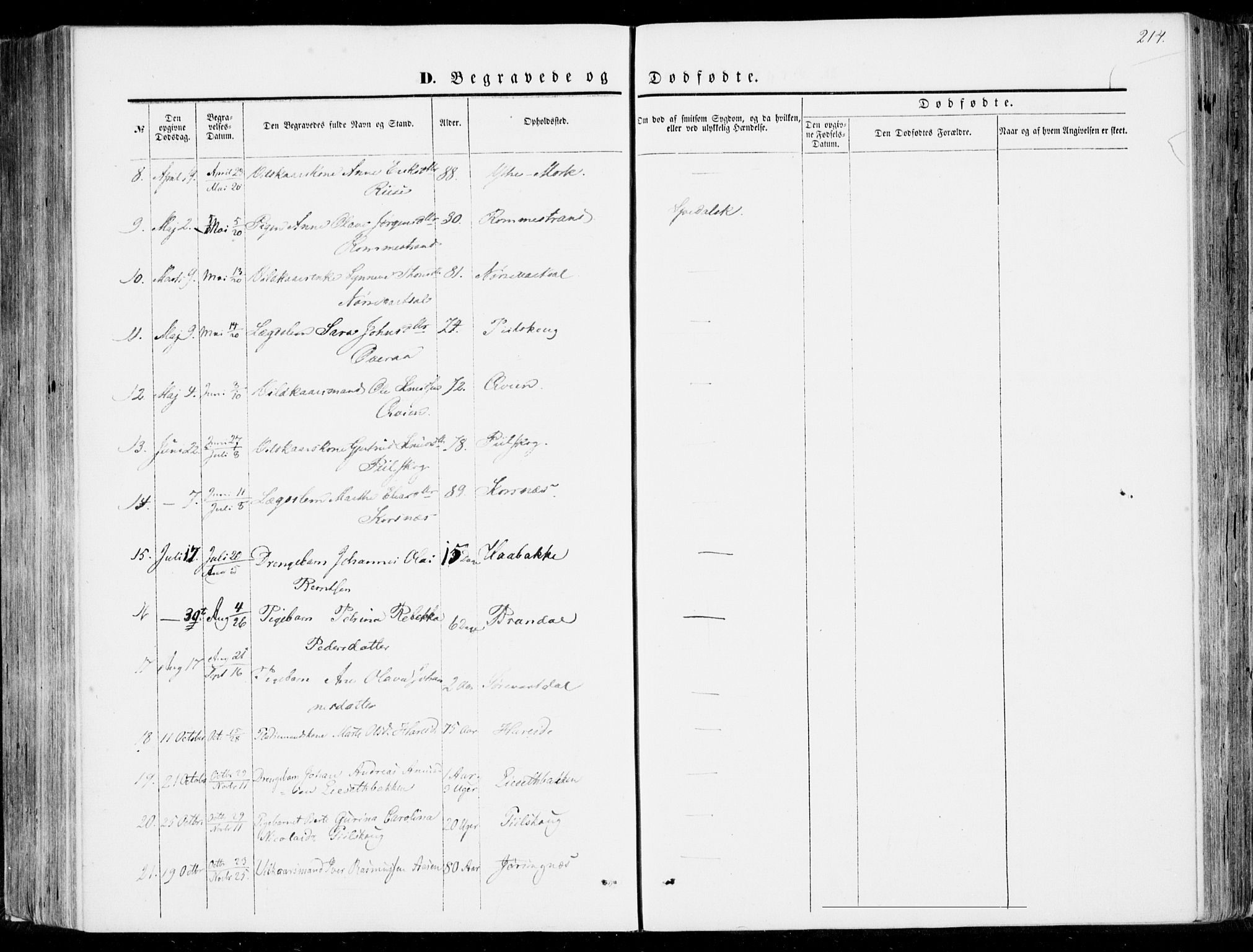 Ministerialprotokoller, klokkerbøker og fødselsregistre - Møre og Romsdal, SAT/A-1454/510/L0121: Parish register (official) no. 510A01, 1848-1877, p. 214