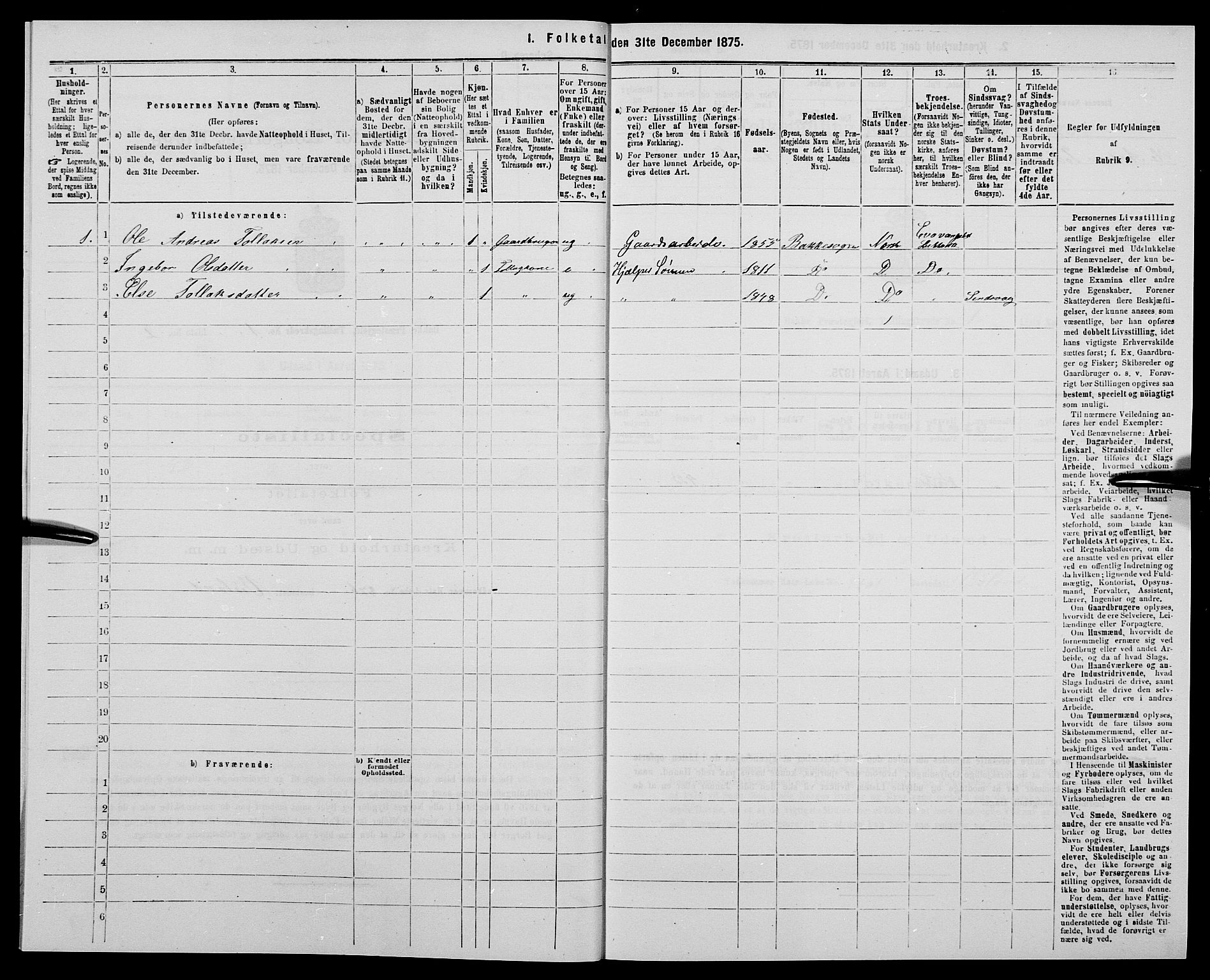 SAK, 1875 census for 1045P Bakke, 1875, p. 59