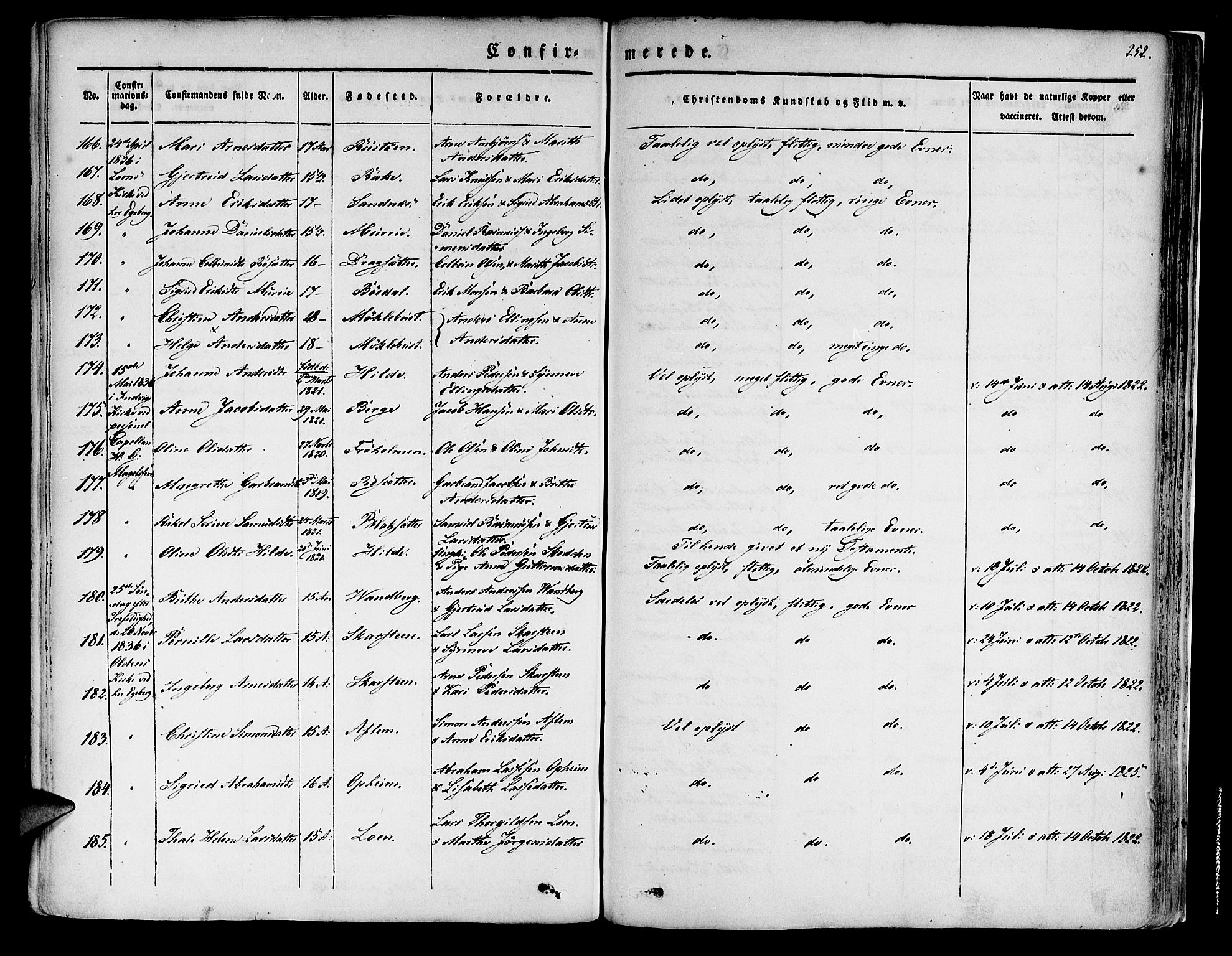 Innvik sokneprestembete, SAB/A-80501: Parish register (official) no. A 4I, 1831-1846, p. 252