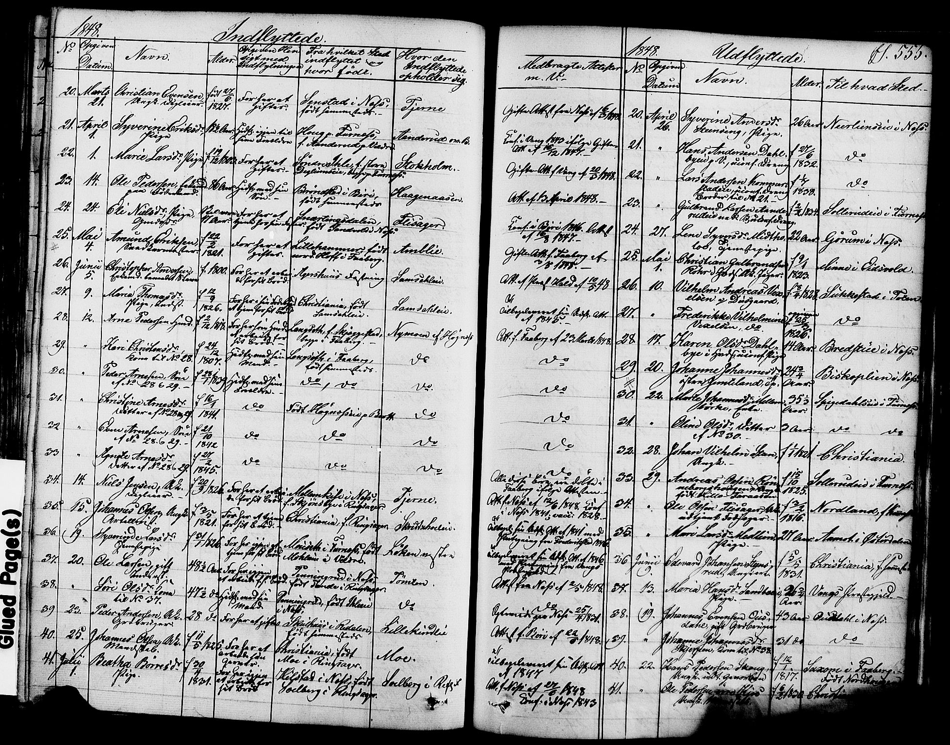 Ringsaker prestekontor, SAH/PREST-014/K/Ka/L0008: Parish register (official) no. 8, 1837-1850, p. 555