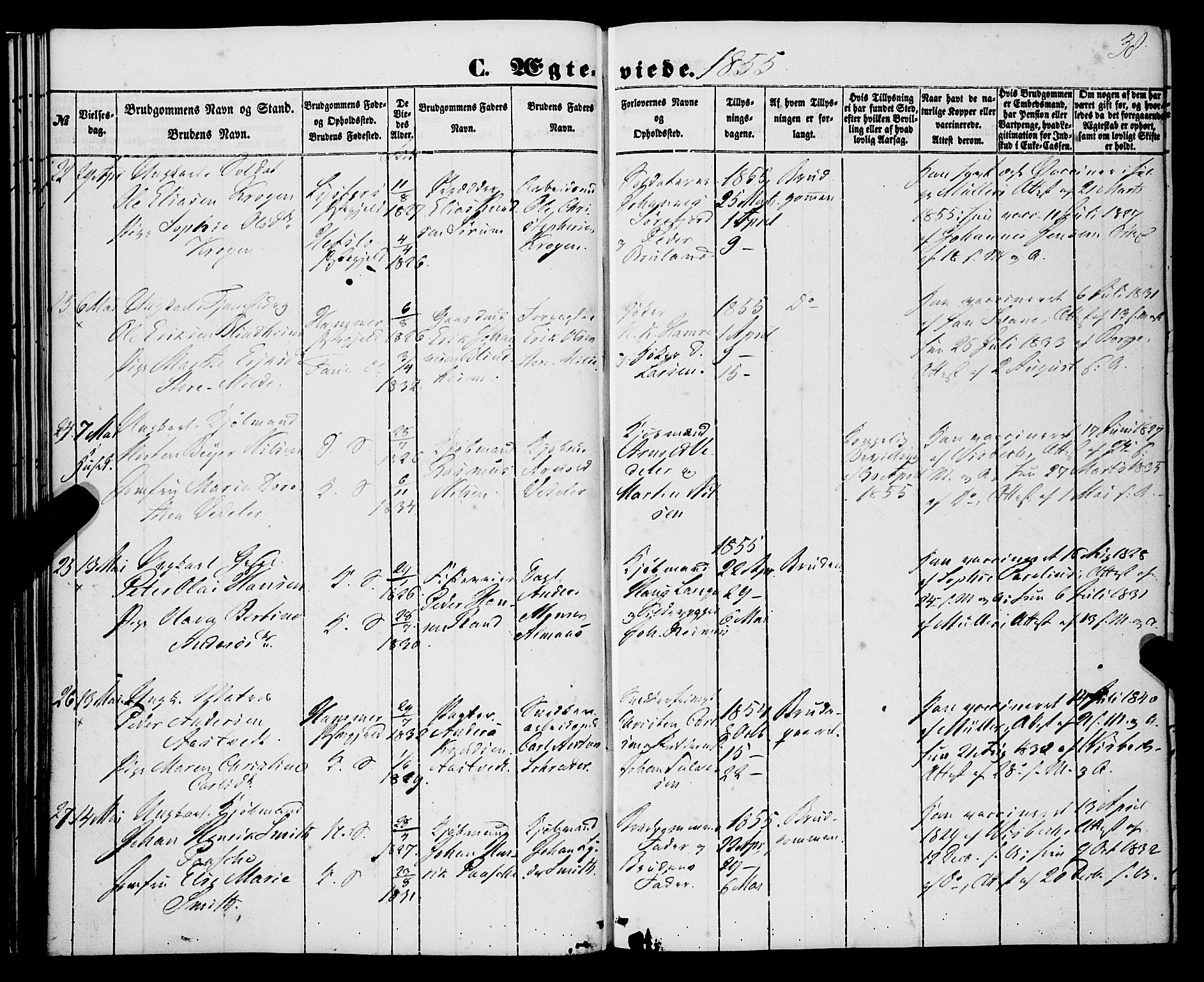 Korskirken sokneprestembete, SAB/A-76101/H/Haa/L0035: Parish register (official) no. D 2, 1852-1867, p. 38