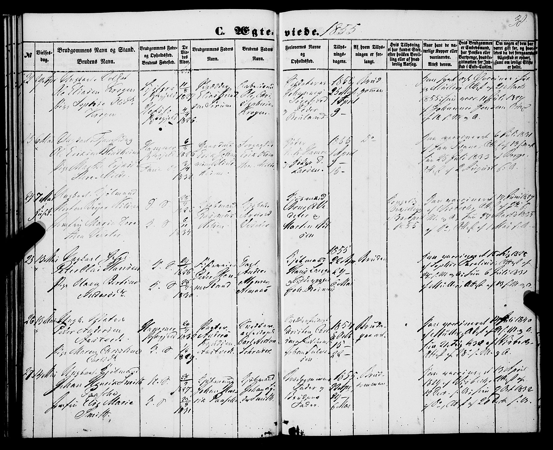 Korskirken sokneprestembete, AV/SAB-A-76101/H/Haa/L0035: Parish register (official) no. D 2, 1852-1867, p. 38