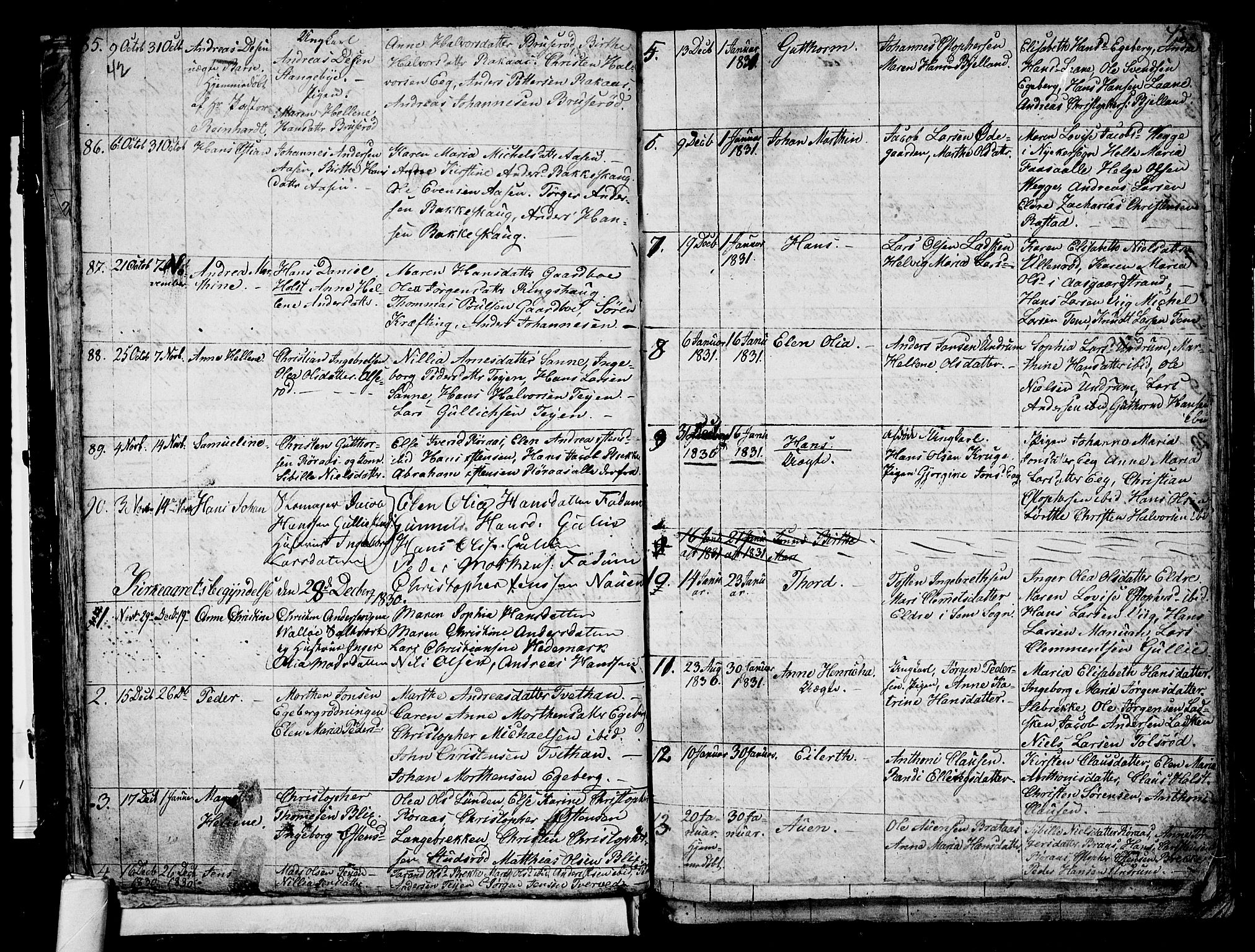 Sem kirkebøker, AV/SAKO-A-5/G/Ga/L0002: Parish register (copy) no. I 2, 1826-1844, p. 42-43