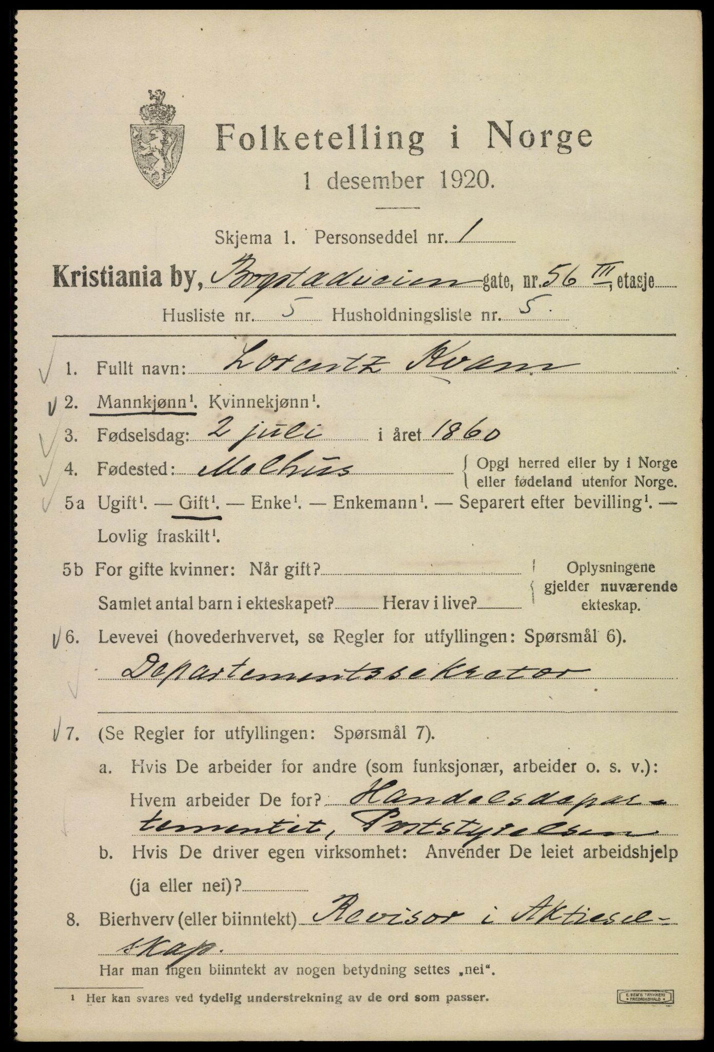 SAO, 1920 census for Kristiania, 1920, p. 166759