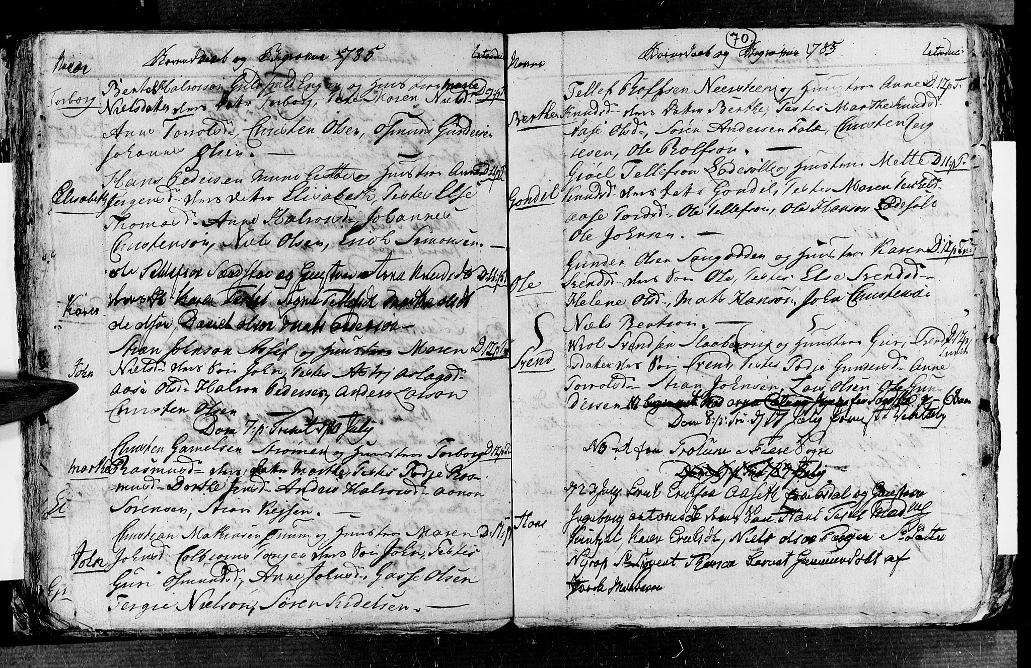 Øyestad sokneprestkontor, AV/SAK-1111-0049/F/Fb/L0001: Parish register (copy) no. B 1, 1780-1794, p. 70