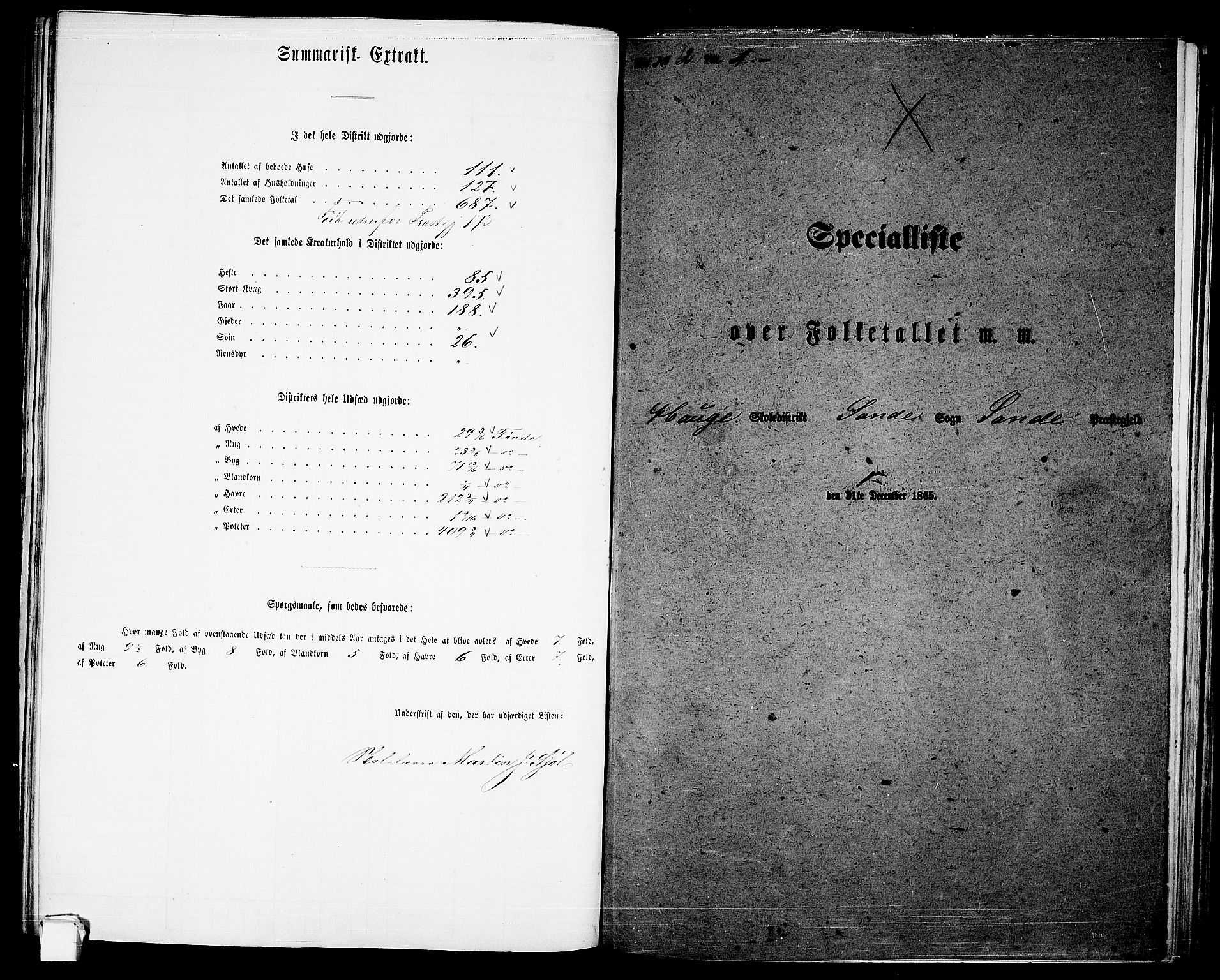 RA, 1865 census for Sande, 1865, p. 32