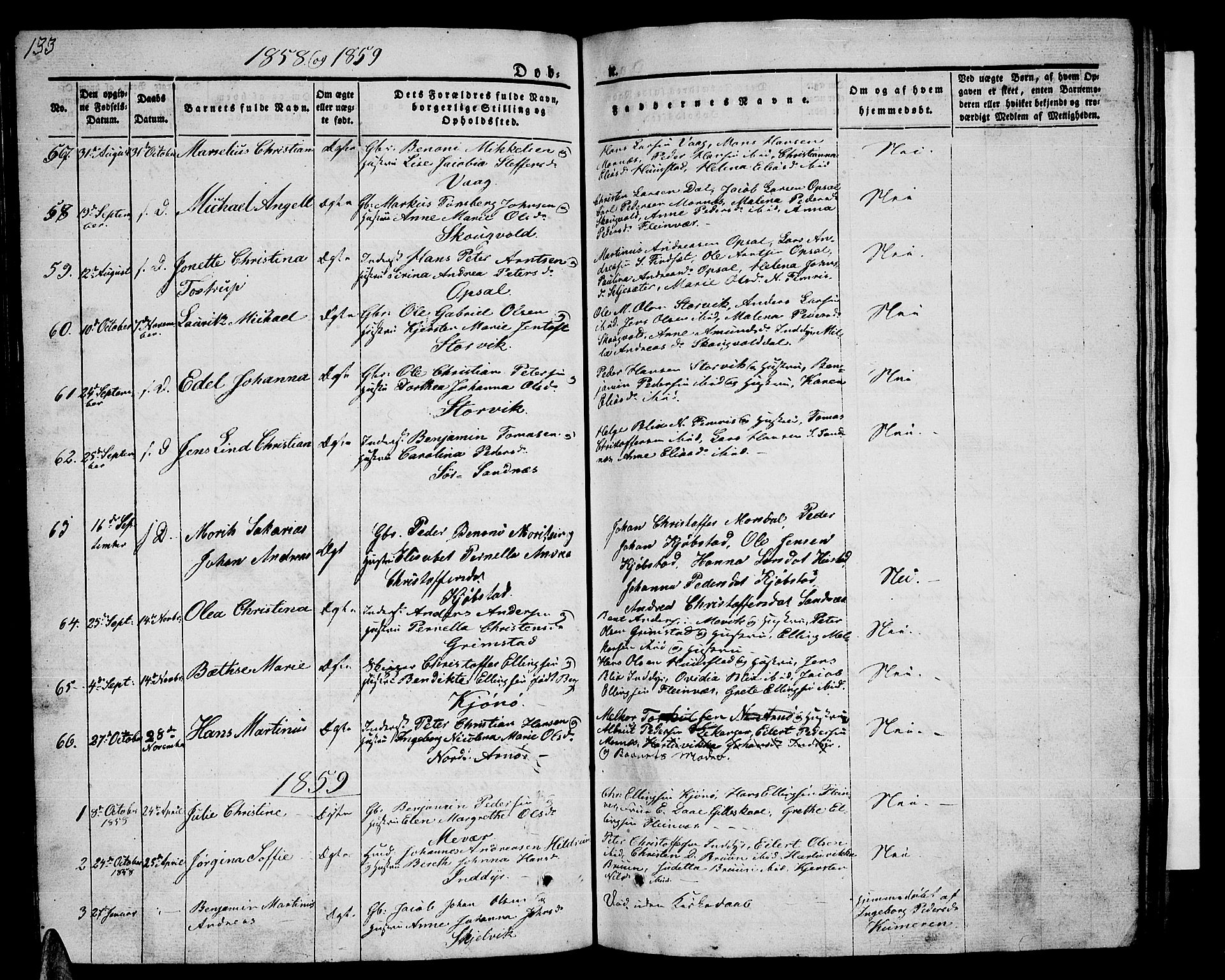 Ministerialprotokoller, klokkerbøker og fødselsregistre - Nordland, SAT/A-1459/805/L0106: Parish register (copy) no. 805C02, 1841-1861, p. 133