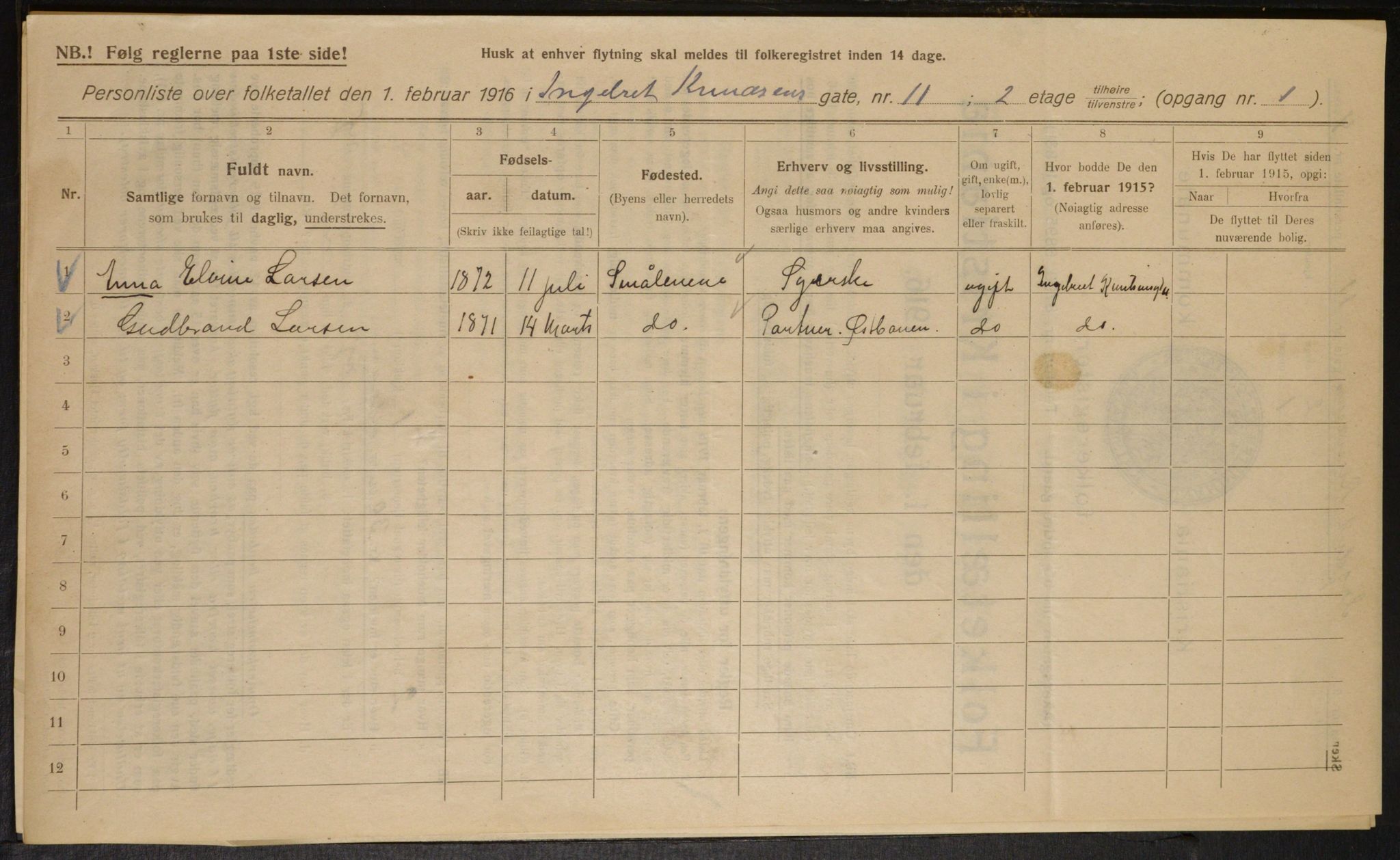 OBA, Municipal Census 1916 for Kristiania, 1916, p. 44840