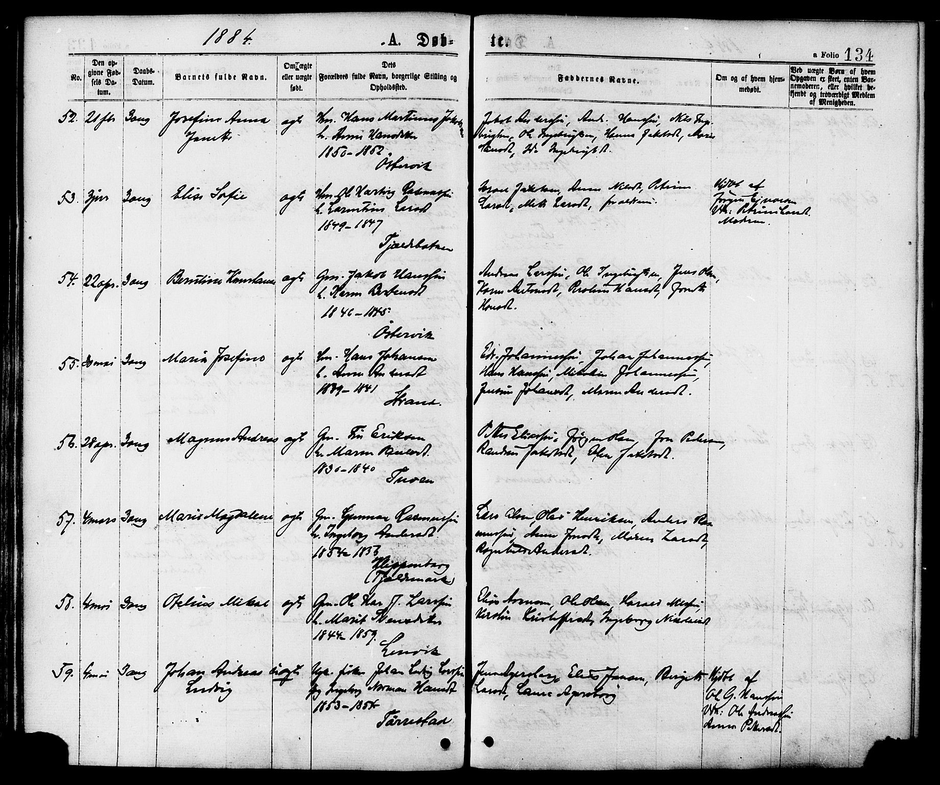 Ministerialprotokoller, klokkerbøker og fødselsregistre - Nordland, AV/SAT-A-1459/863/L0897: Parish register (official) no. 863A09, 1872-1886, p. 134