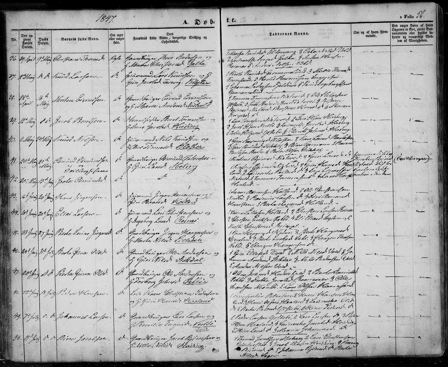 Rennesøy sokneprestkontor, AV/SAST-A -101827/H/Ha/Haa/L0005: Parish register (official) no. A 5, 1838-1859, p. 56