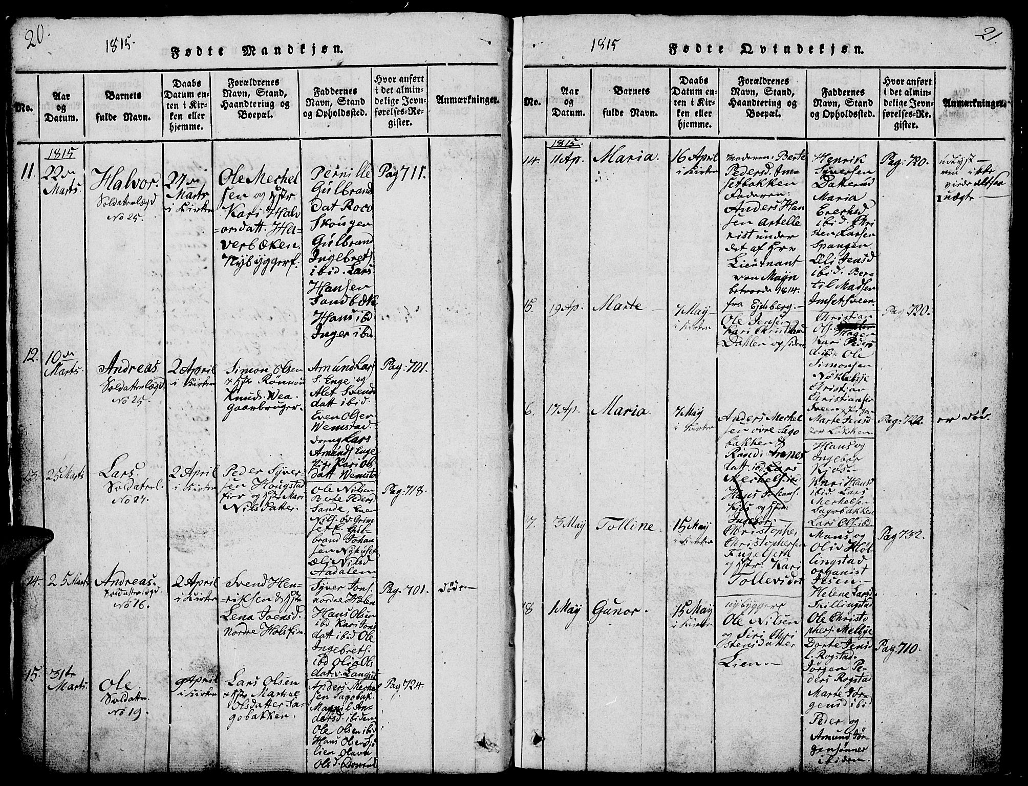 Løten prestekontor, AV/SAH-PREST-022/L/La/L0001: Parish register (copy) no. 1, 1812-1832, p. 20-21