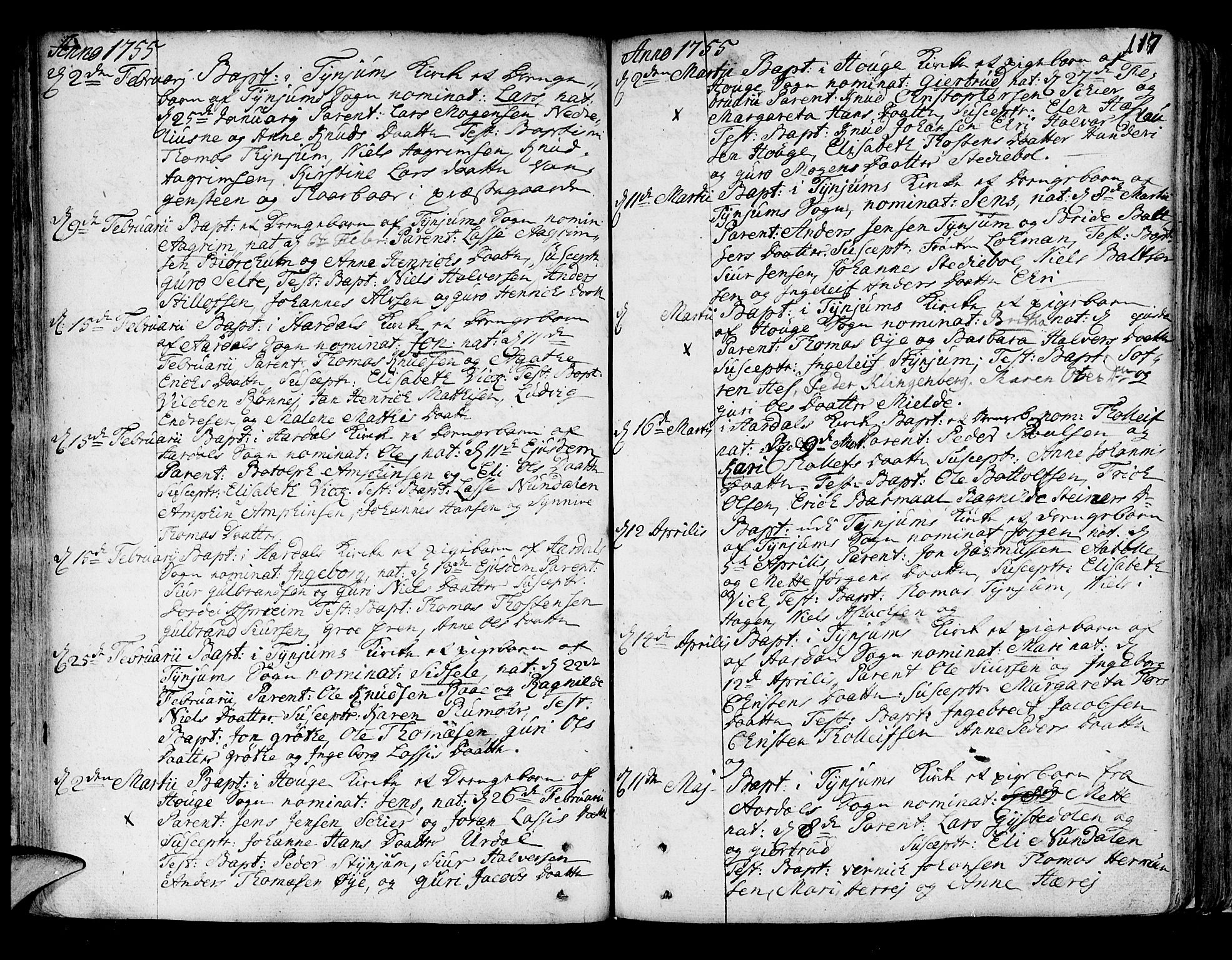 Lærdal sokneprestembete, SAB/A-81201: Parish register (official) no. A 2, 1752-1782, p. 117
